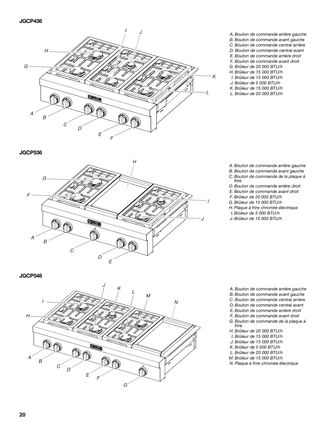 Jenn-Air JGCP548, JGCP430 manual JGCP436, JGCP536 