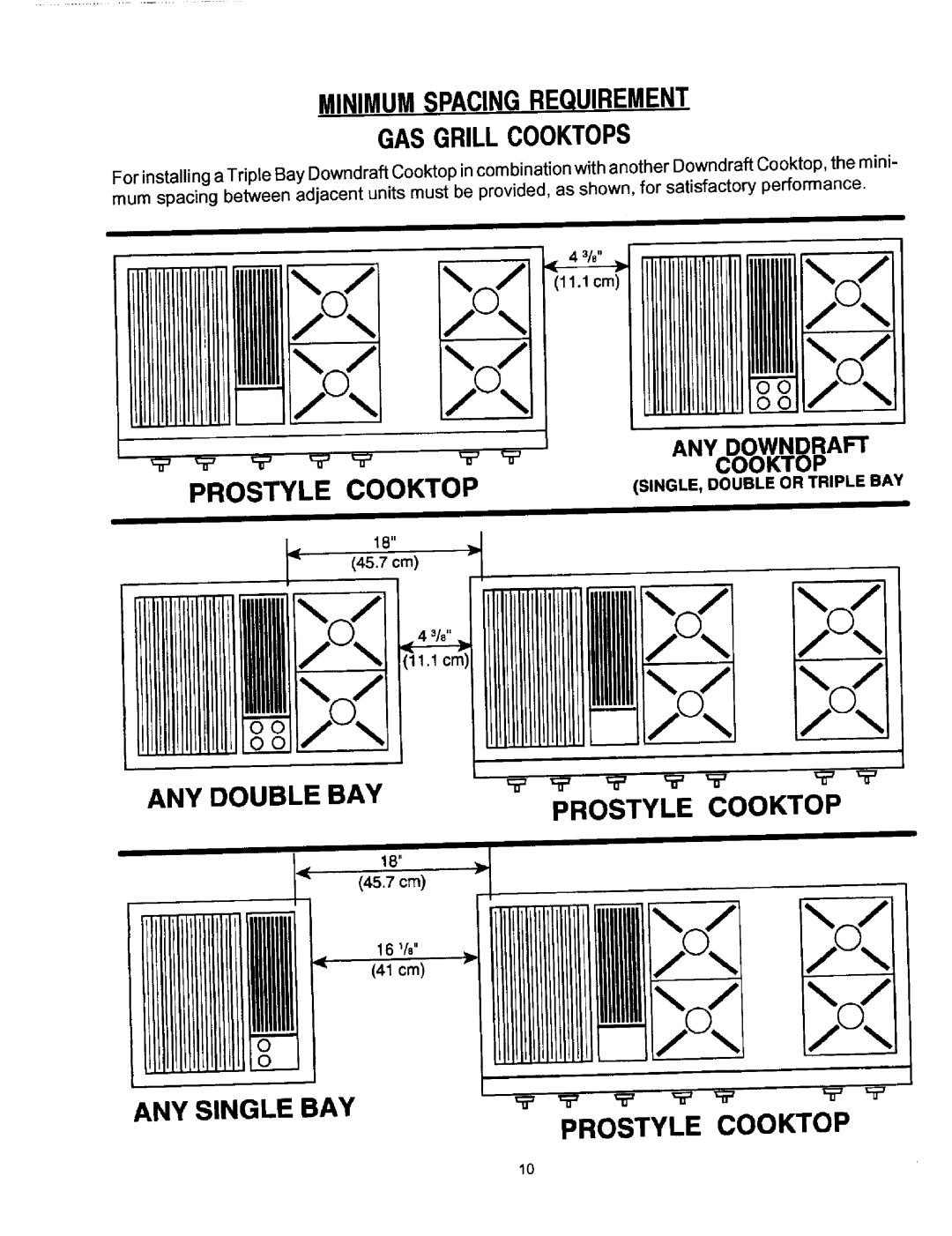 Jenn-Air JGD8348BDP dimensions Minimumspacingrequirement Gasgrillcooktops, Prostyle Cooktop 