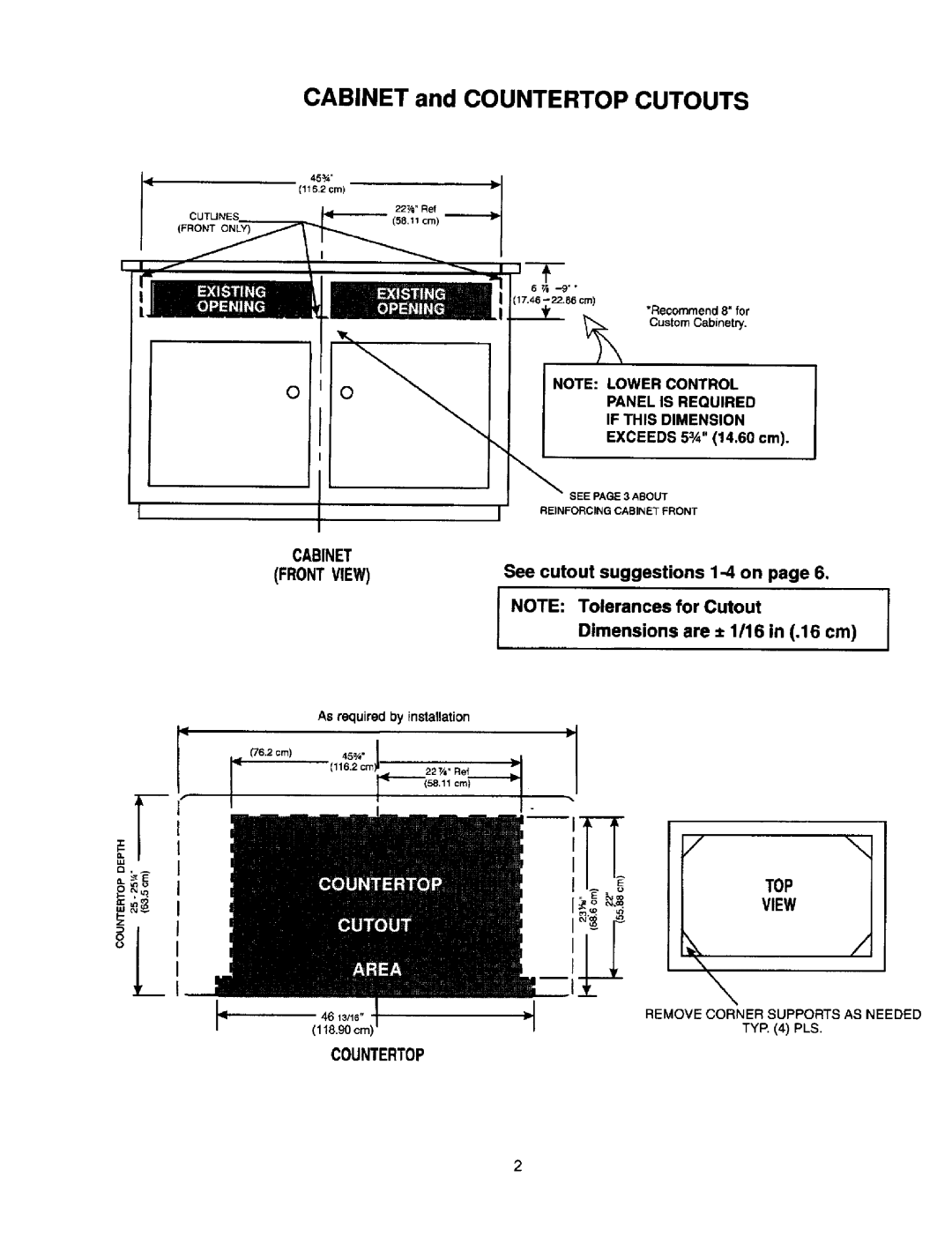 Jenn-Air JGD8348BDP dimensions View, Cabinet and Countertopcutouts 