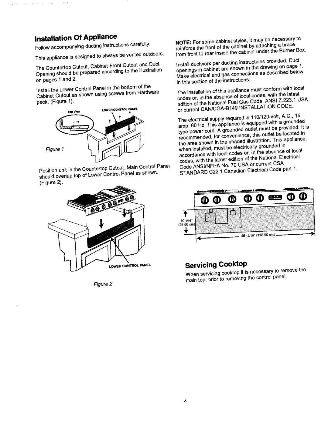 Jenn-Air JGD8348BDP dimensions InstallationOf Appliance, = ,,l, Gure2 Main top, prior t o rem oving the control panel 