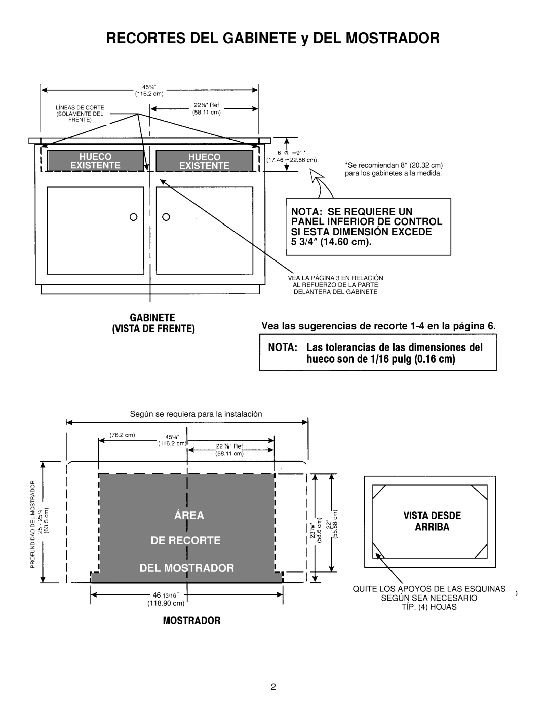 Jenn-Air JGD8348CDP installation instructions Recortes DEL Gabinete y DEL Mostrador 