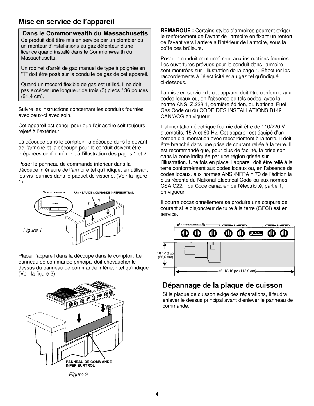 Jenn-Air JGD8348CDP installation instructions Mise en service de l’appareil, Dépannage de la plaque de cuisson 