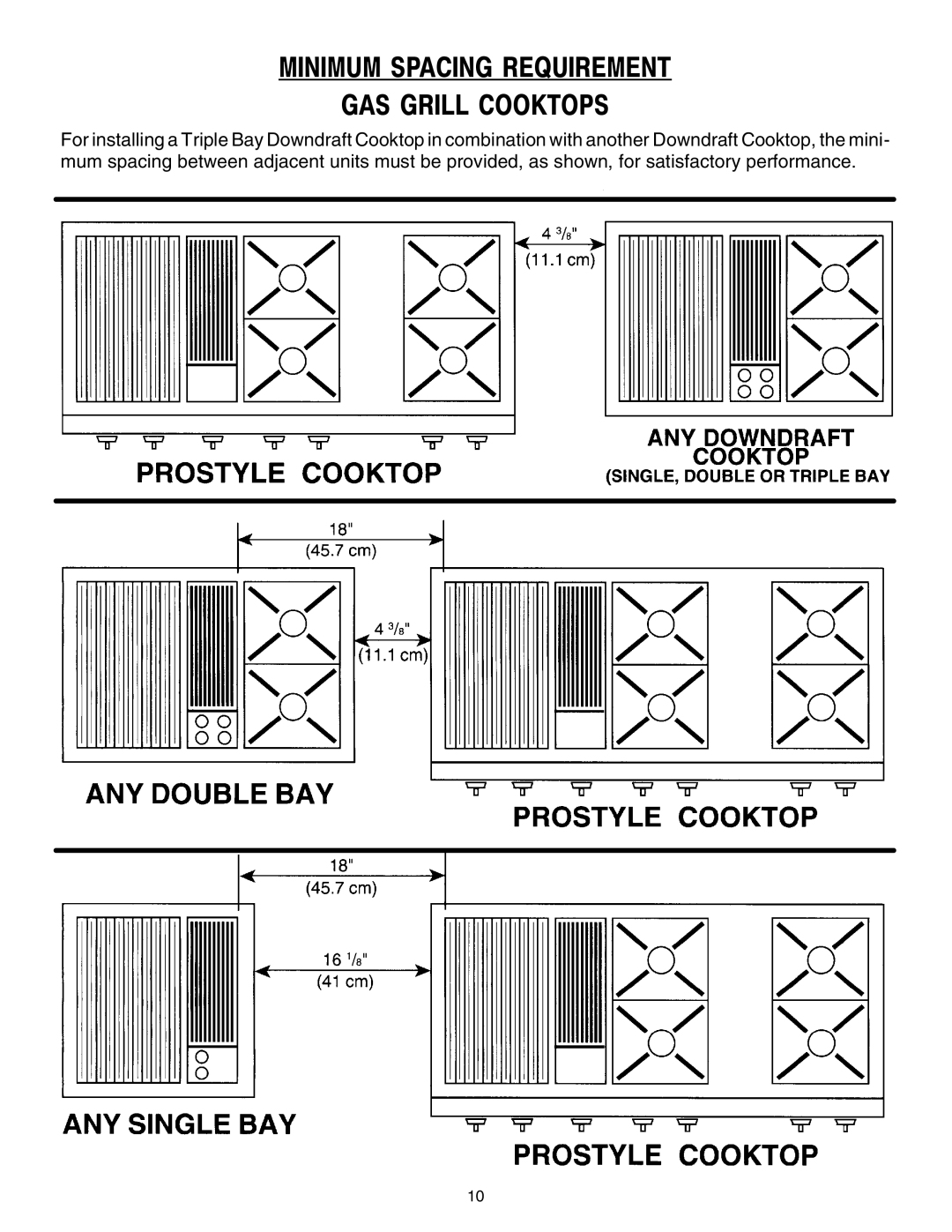 Jenn-Air JGD8348CDP installation instructions Minimum Spacing Requirement GAS Grill Cooktops 