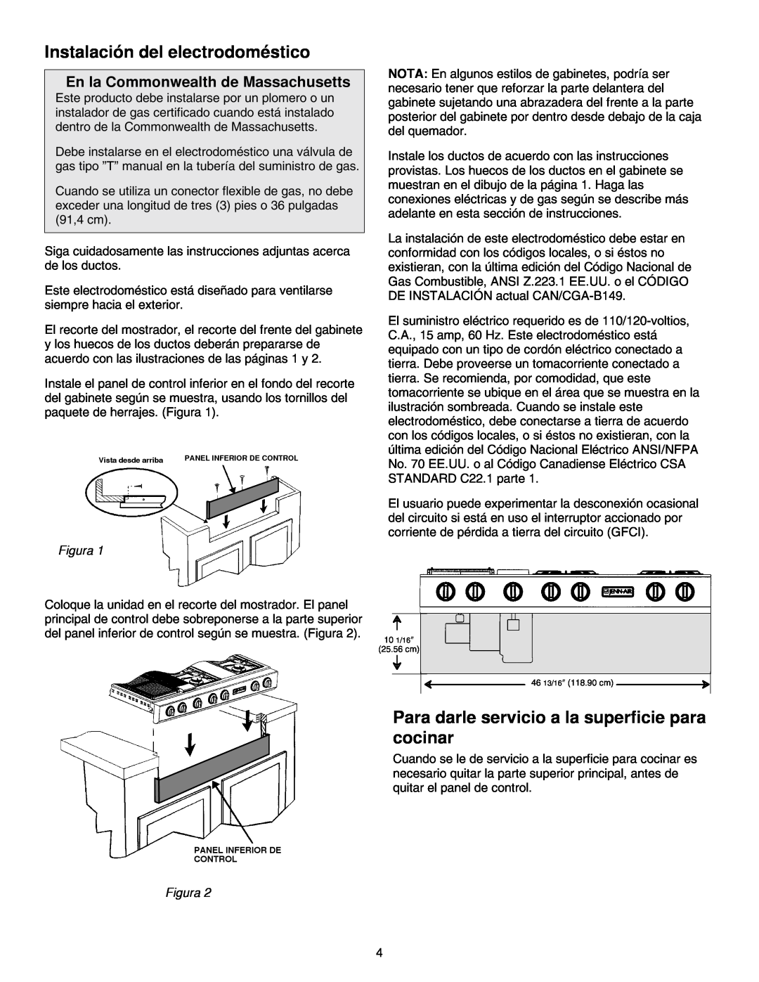 Jenn-Air JGD8348CDP Instalación del electrodoméstico, Para darle servicio a la superficie para cocinar, Figura 