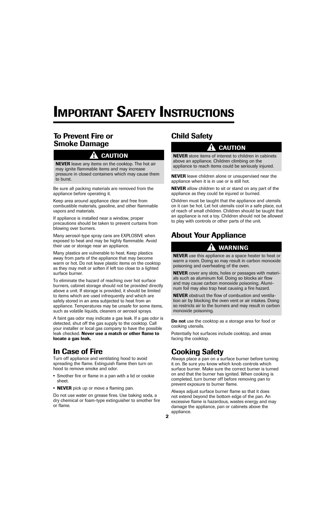 Jenn-Air JGD8430 important safety instructions Important Safety Instructions 