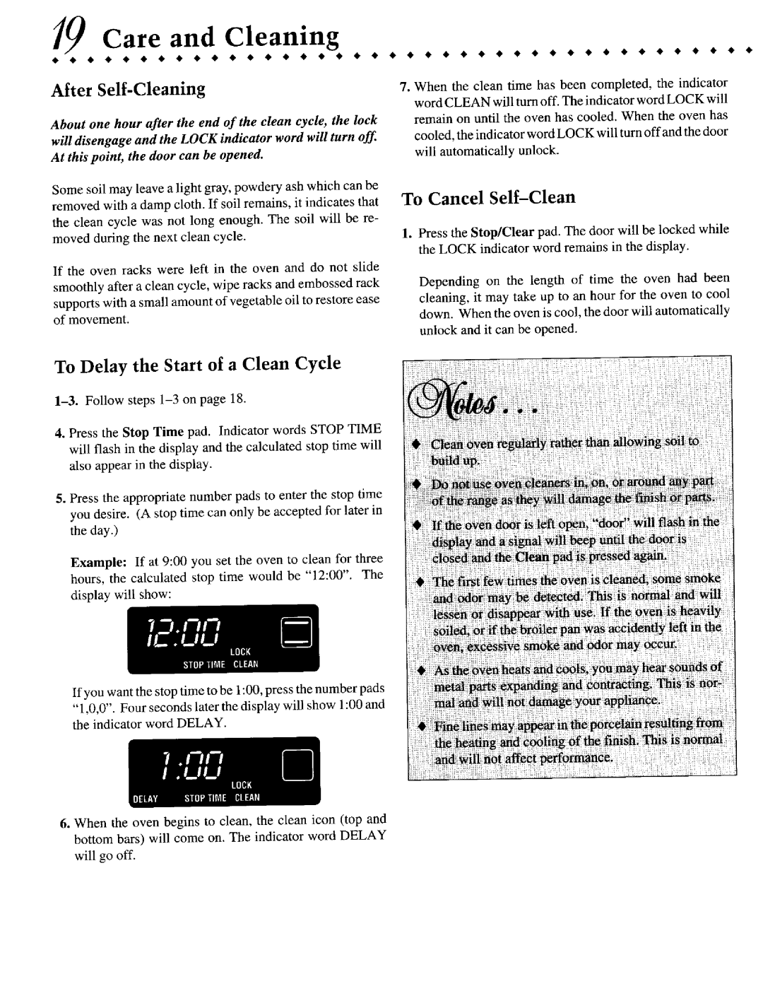 Jenn-Air JGR8855 warranty To Delay the Start of a Clean Cycle, After Self-Cleaning, TO Cancel Self-Clean, Care and Cleaning 