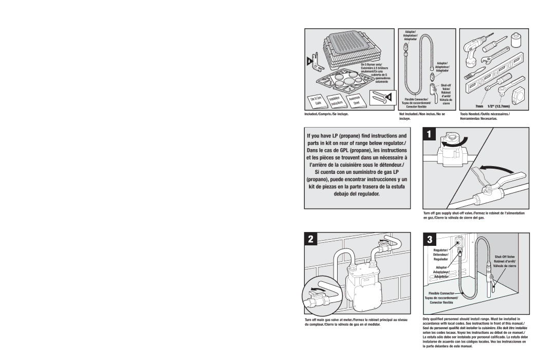 Jenn-Air JGR8890 manual Not Included./Non inclus./No se incluye 7mm 