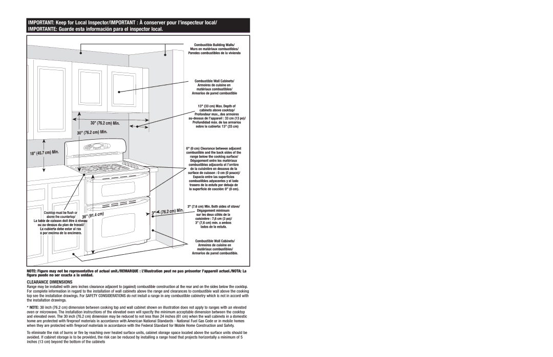 Jenn-Air JGR8890 manual Clearance Dimensions 