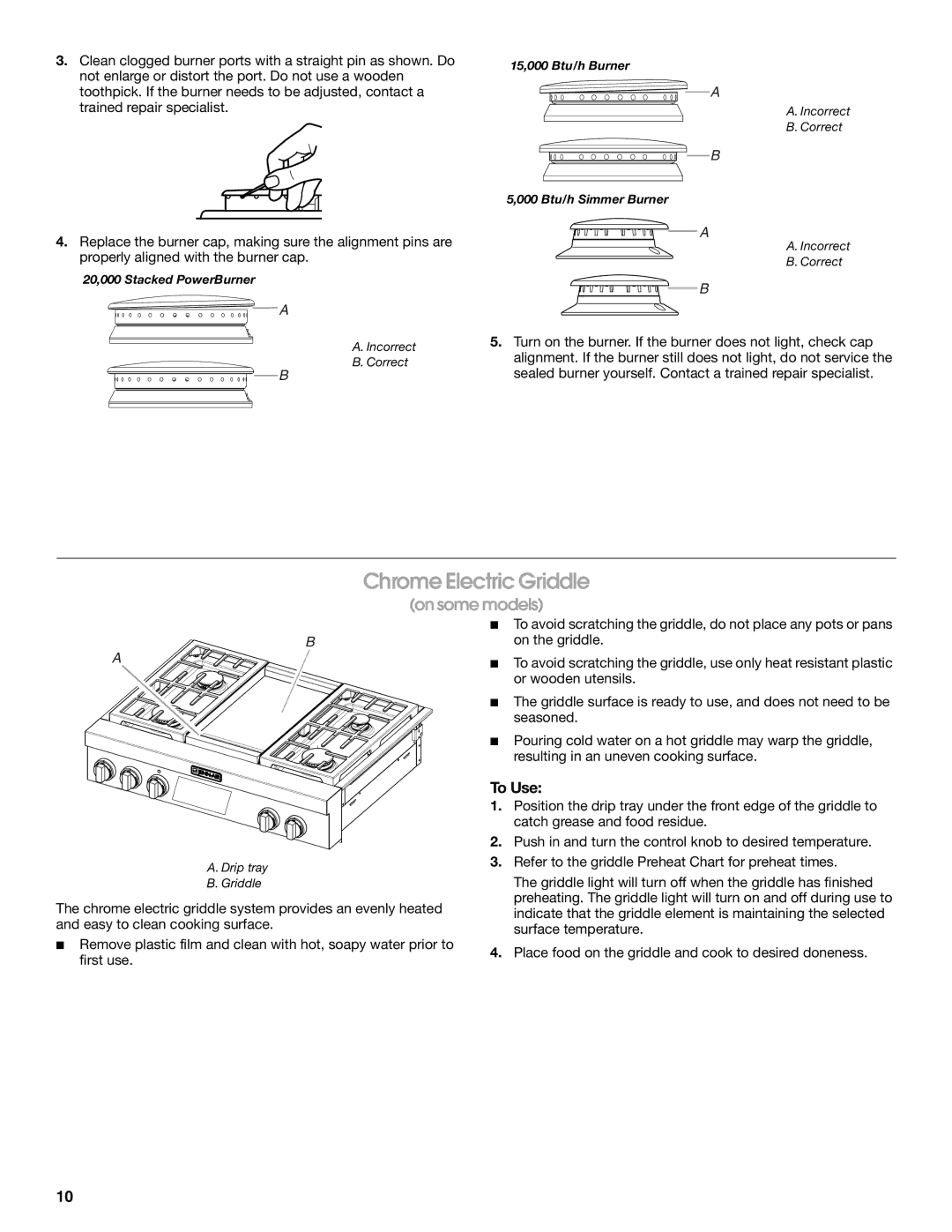 Jenn-Air JGRP536, JGRP548, JGRP430, JGRP436 manual Chrome Electric Griddle, To Use 