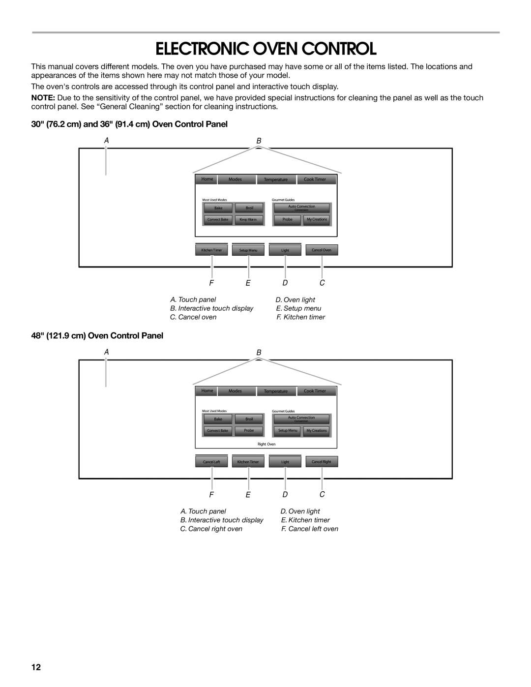 Jenn-Air JGRP548 Electronic Oven Control, 30 76.2 cm and 36 91.4 cm Oven Control Panel, 48 121.9 cm Oven Control Panel 