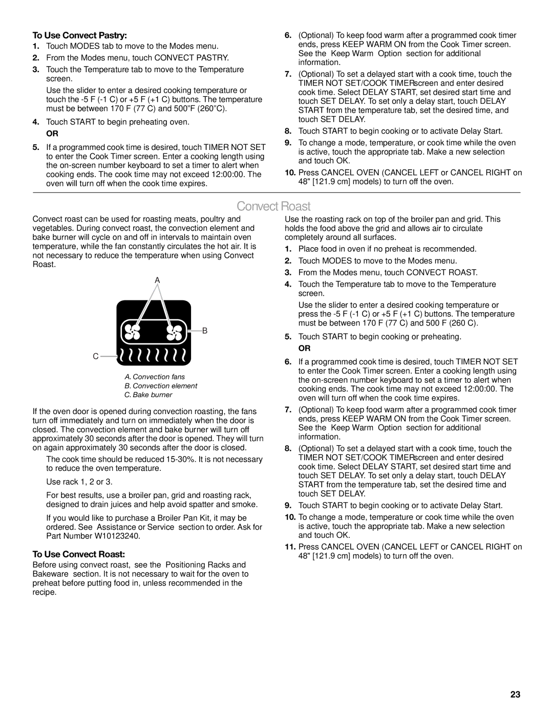 Jenn-Air JGRP436, JGRP548, JGRP430, JGRP536 manual To Use Convect Pastry, To Use Convect Roast 