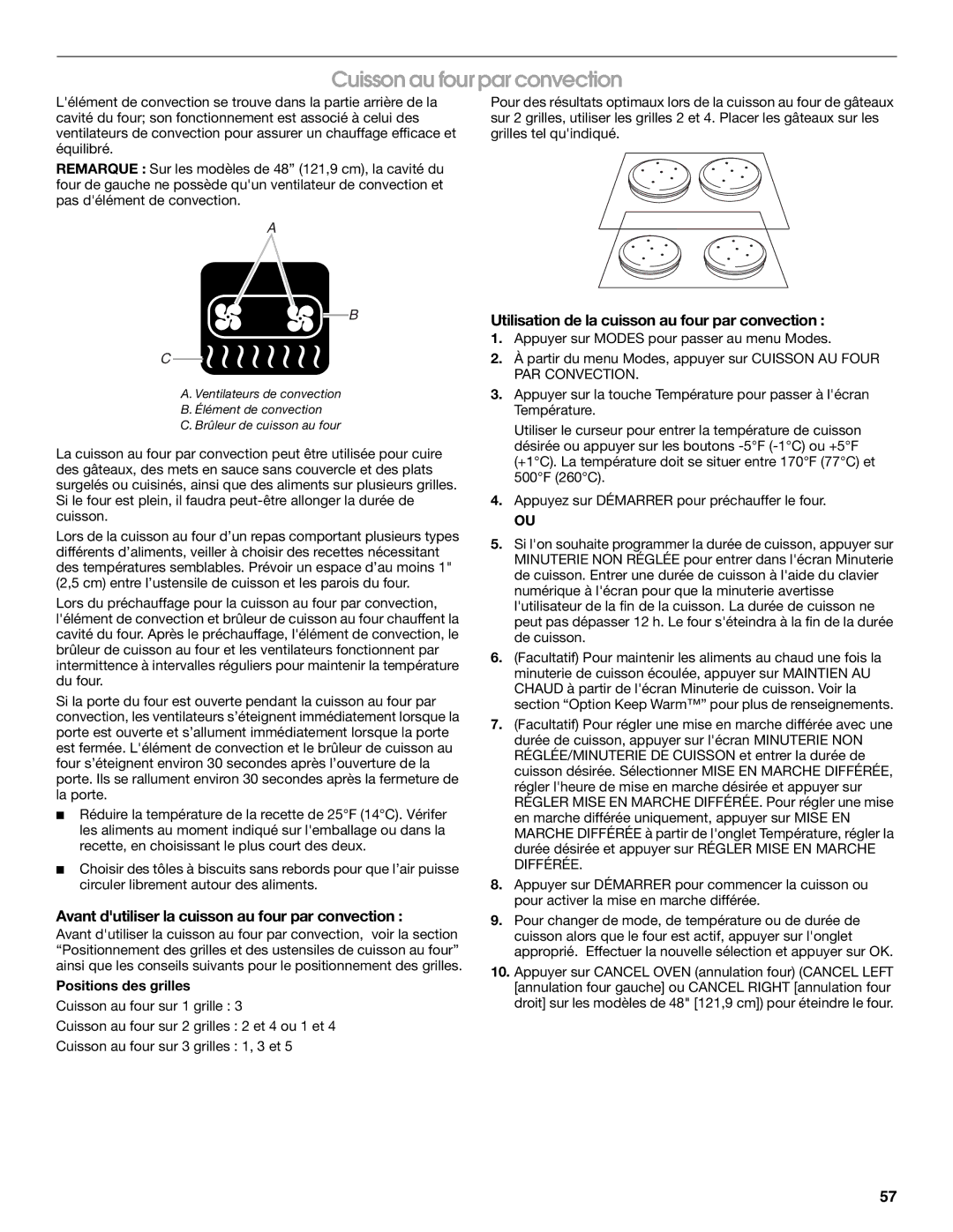 Jenn-Air JGRP430, JGRP548, JGRP536 manual Cuisson au four par convection, Avant dutiliser la cuisson au four par convection 