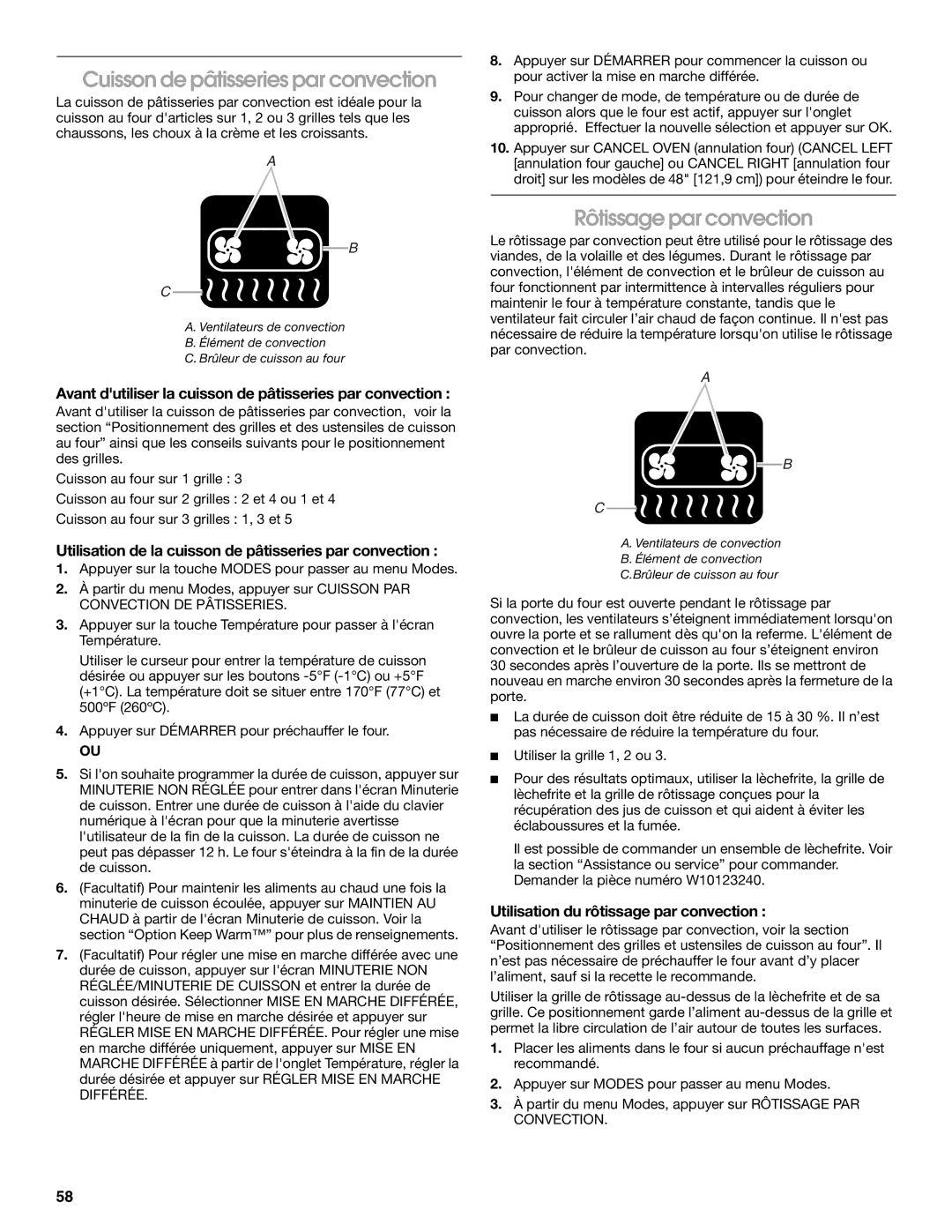 Jenn-Air JGRP536 Cuisson de pâtisseries par convection, Rôtissage par convection, Utilisation du rôtissage par convection 