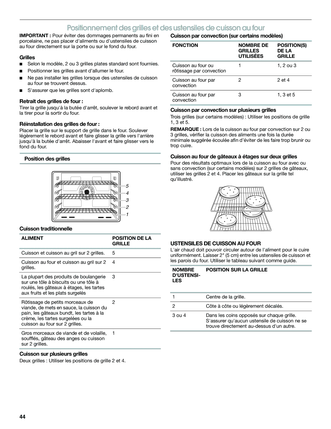 Jenn-Air JGS8750, JGS8850, JGS8860 manual Ustensiles DE Cuisson AU Four 