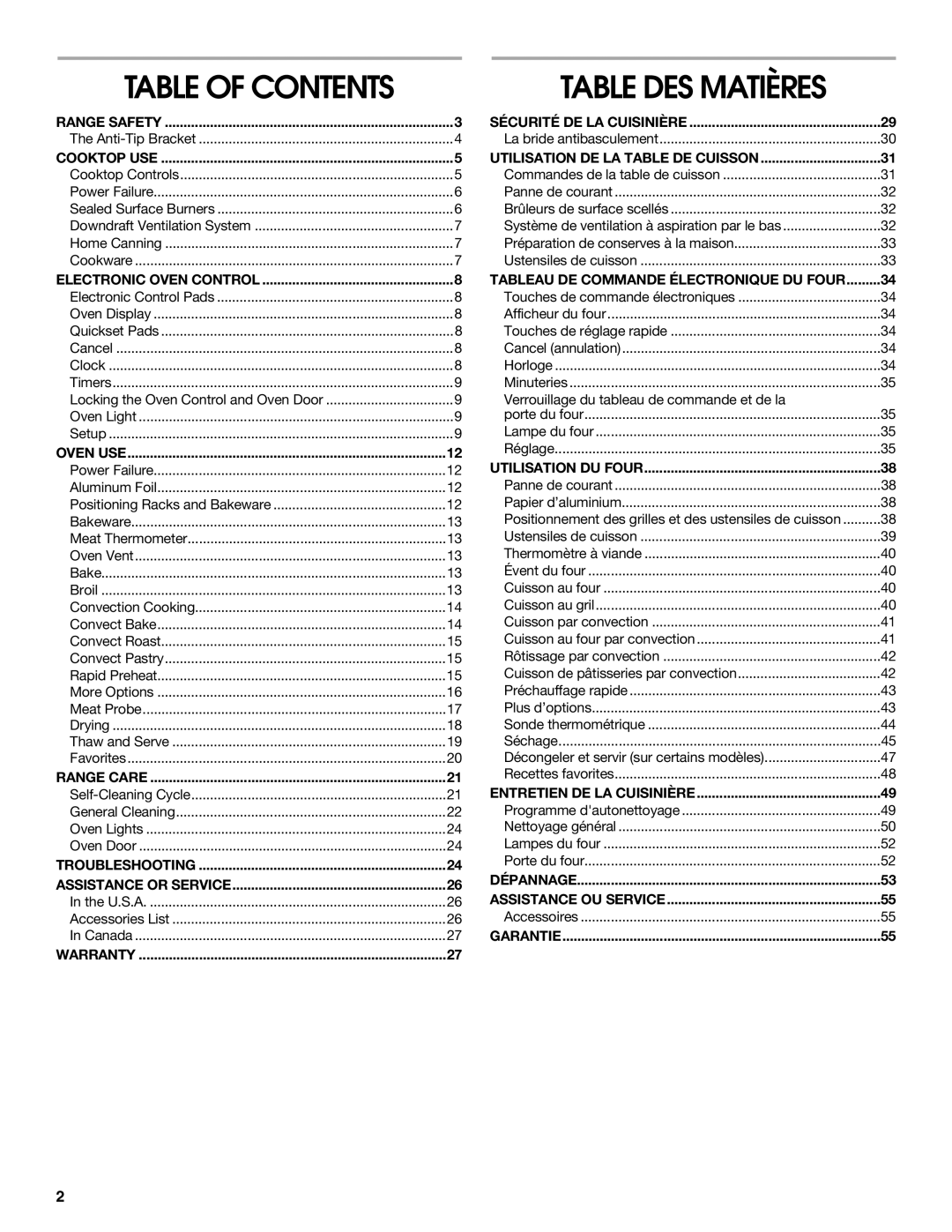 Jenn-Air JGS9900 manual Table DES Matières 