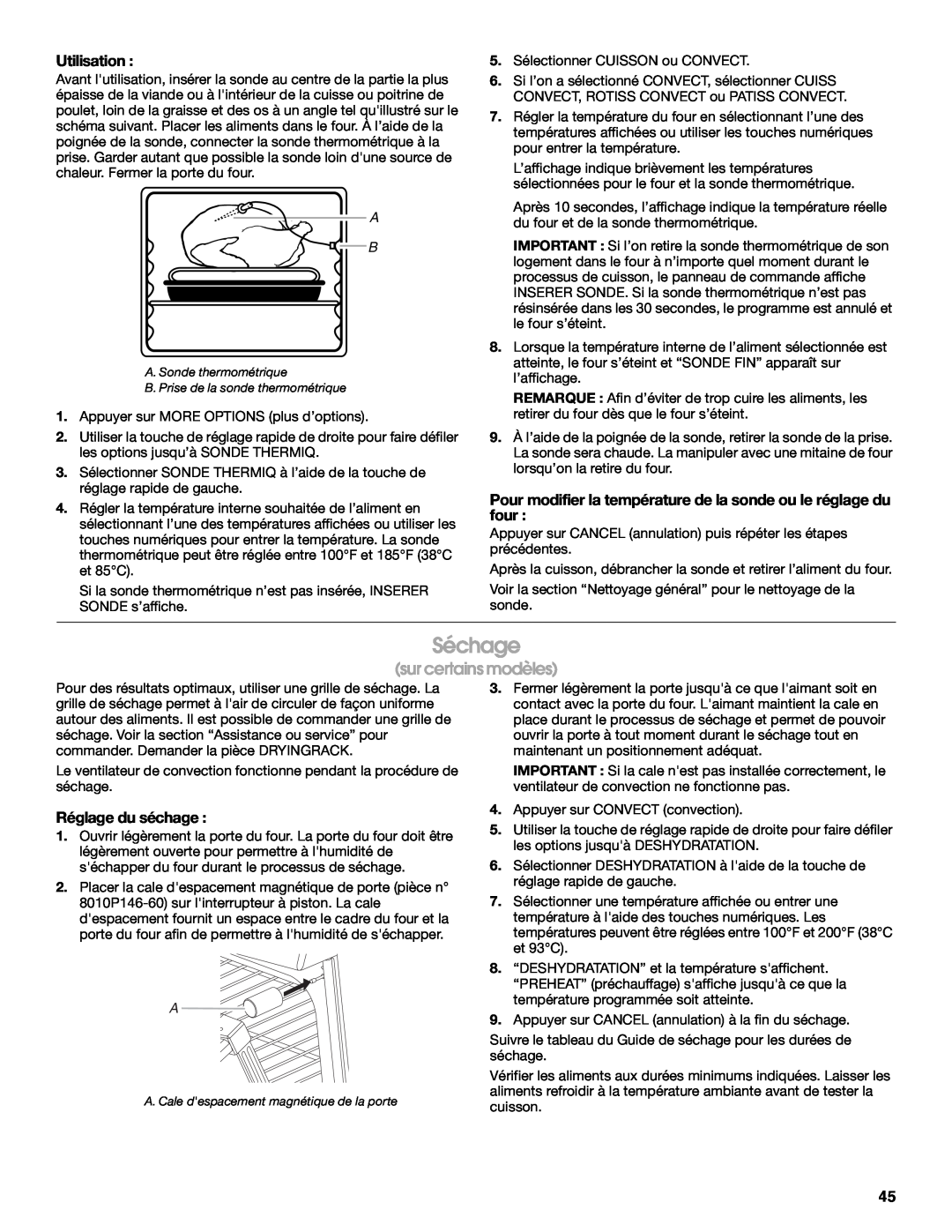 Jenn-Air JGS9900 manual Séchage, sur certains modèles, Utilisation, Réglage du séchage 