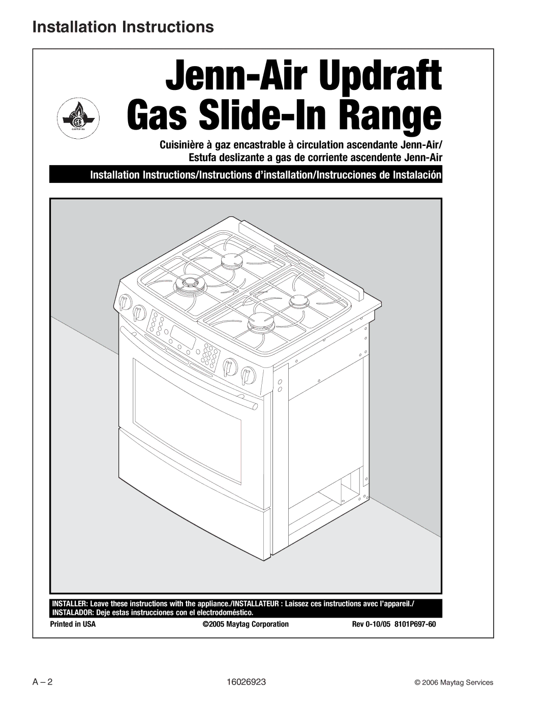 Jenn-Air JGS9900BD, JGS8860BD, JGS8750BD, JGS8850BD manual Jenn-Air Updraft Gas Slide-In Range 