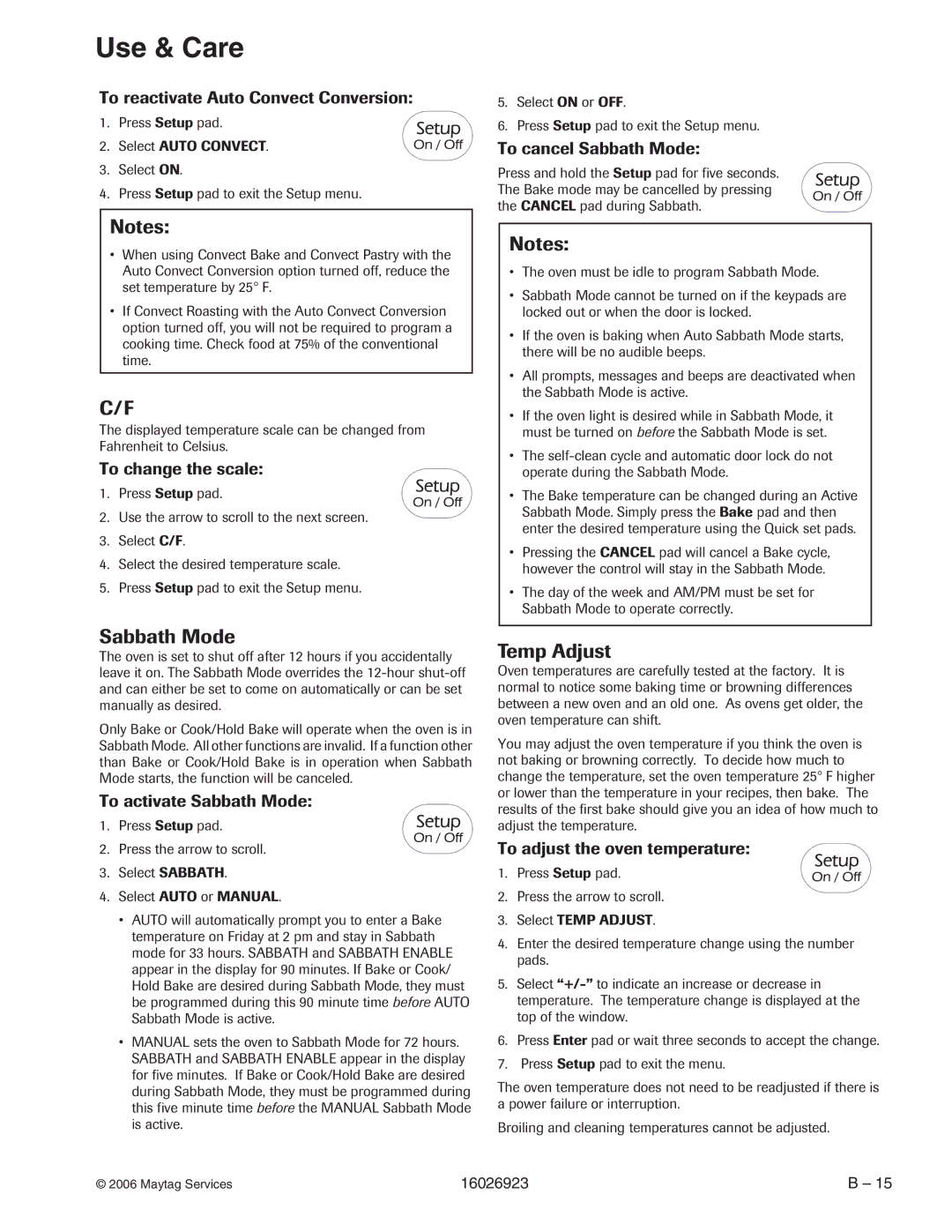 Jenn-Air JGS8850BD, JGS9900BD, JGS8860BD, JGS8750BD manual Sabbath Mode, Temp Adjust 