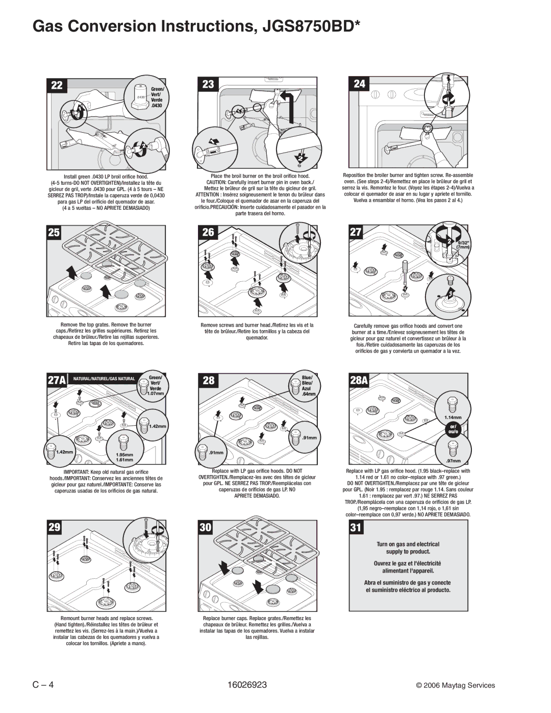 Jenn-Air JGS9900BD, JGS8860BD, JGS8750BD, JGS8850BD manual 27A 