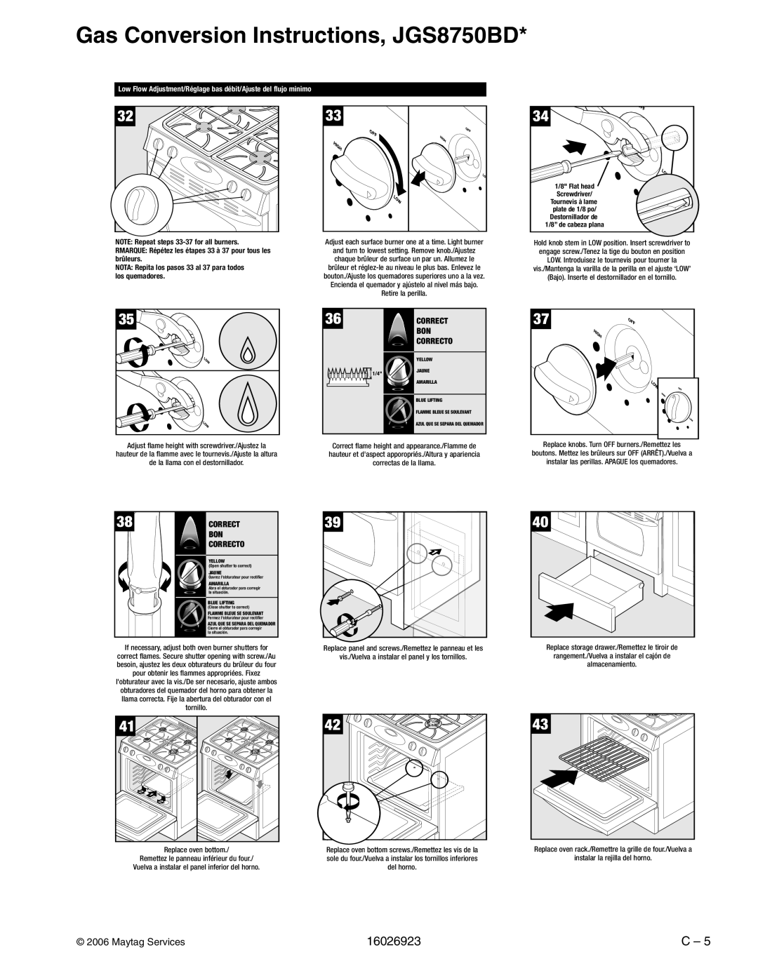 Jenn-Air JGS8860BD, JGS9900BD, JGS8750BD, JGS8850BD manual Correct 