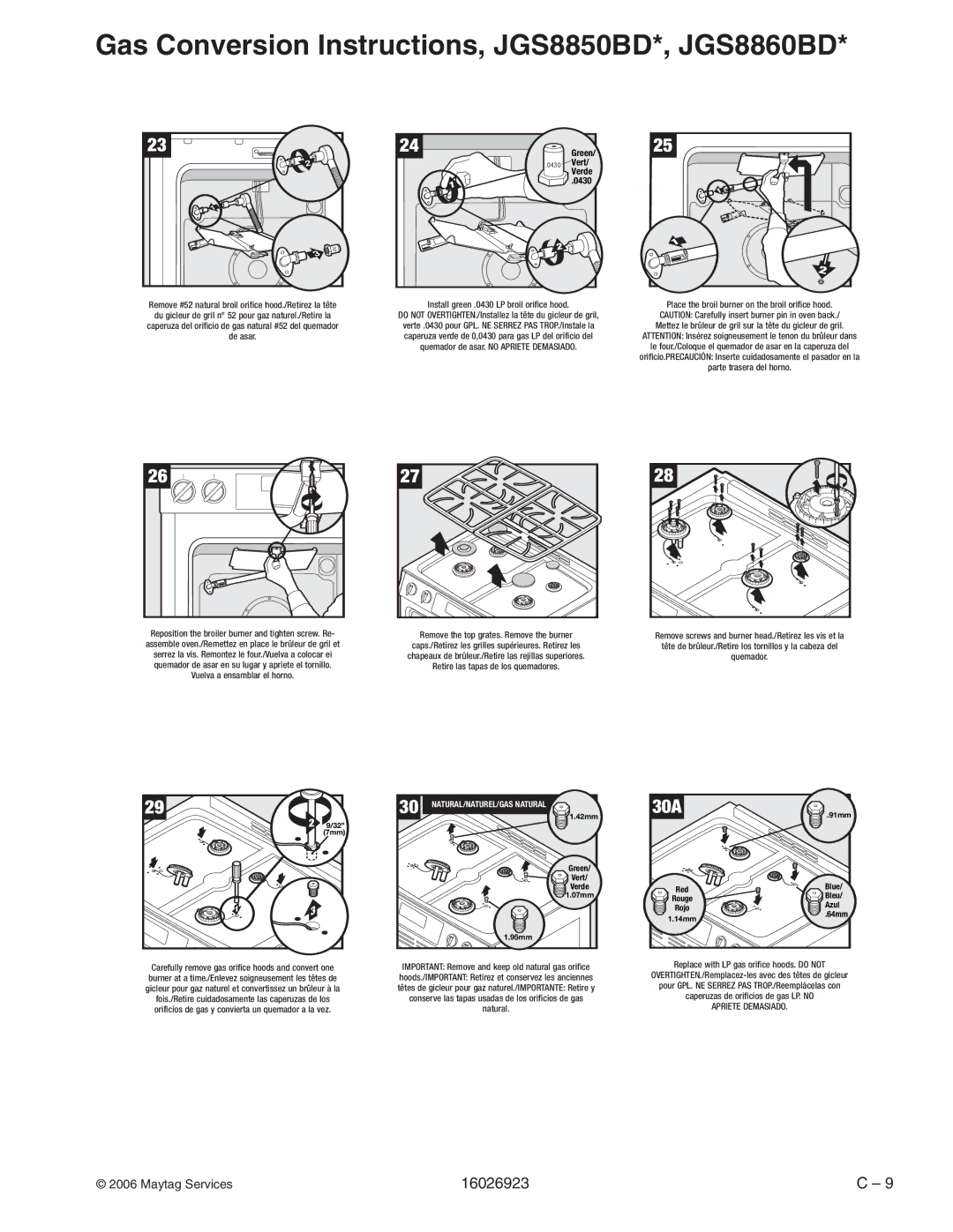 Jenn-Air JGS8860BD, JGS9900BD, JGS8750BD, JGS8850BD manual 30A 