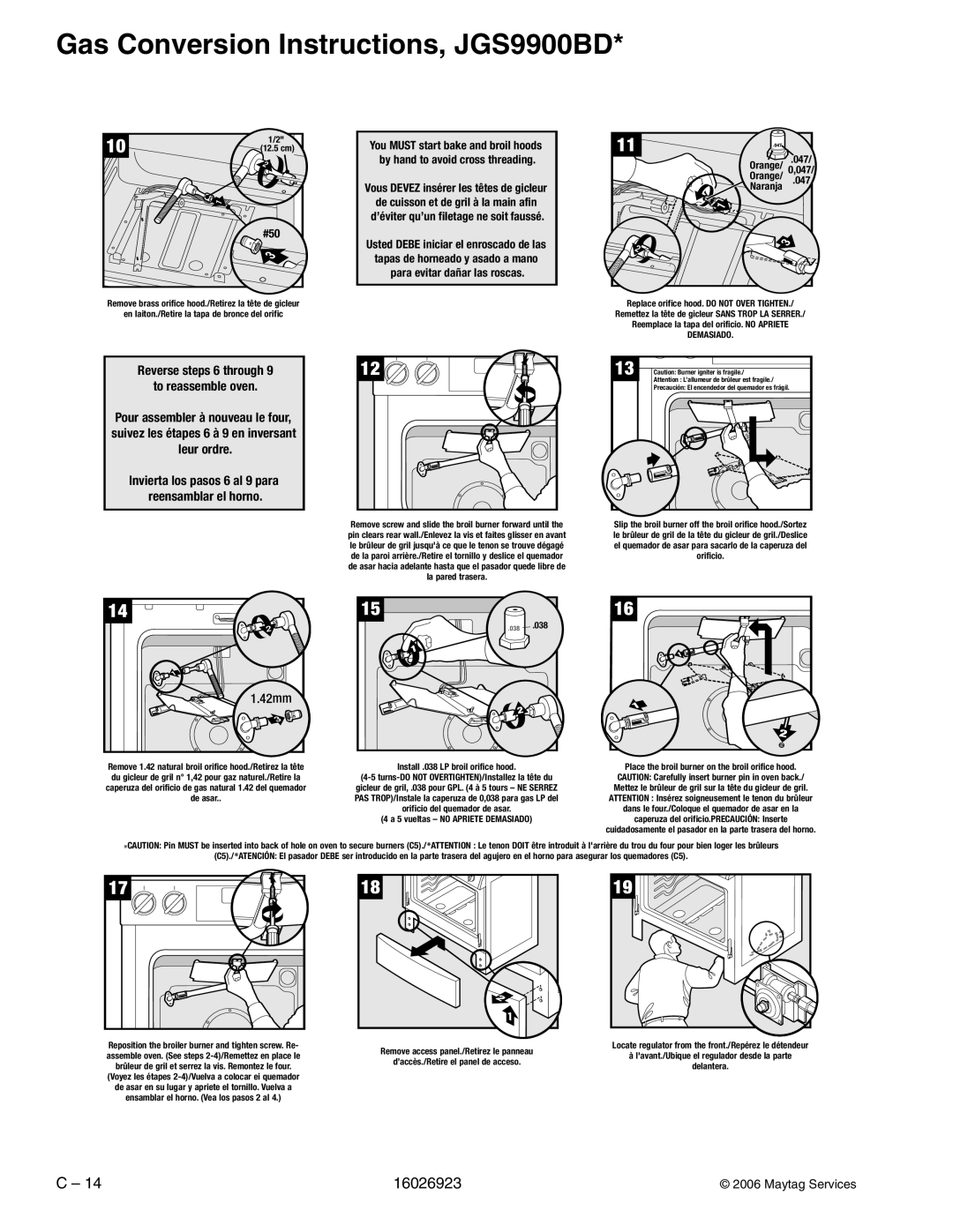 Jenn-Air JGS8750BD, JGS9900BD, JGS8860BD, JGS8850BD manual 42mm, #50 