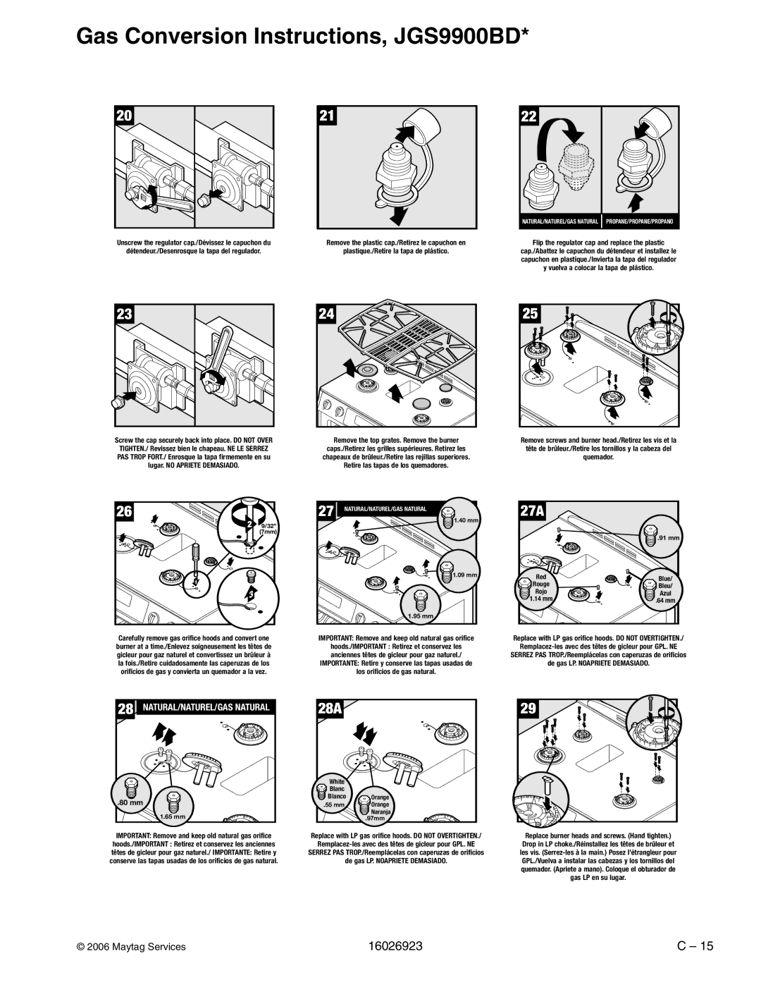 Jenn-Air JGS8850BD, JGS9900BD, JGS8860BD, JGS8750BD manual 27 a 