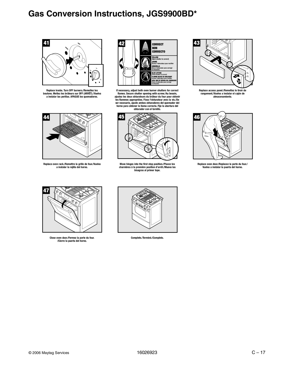 Jenn-Air JGS8860BD, JGS9900BD, JGS8750BD, JGS8850BD manual Correct BON Correcto 