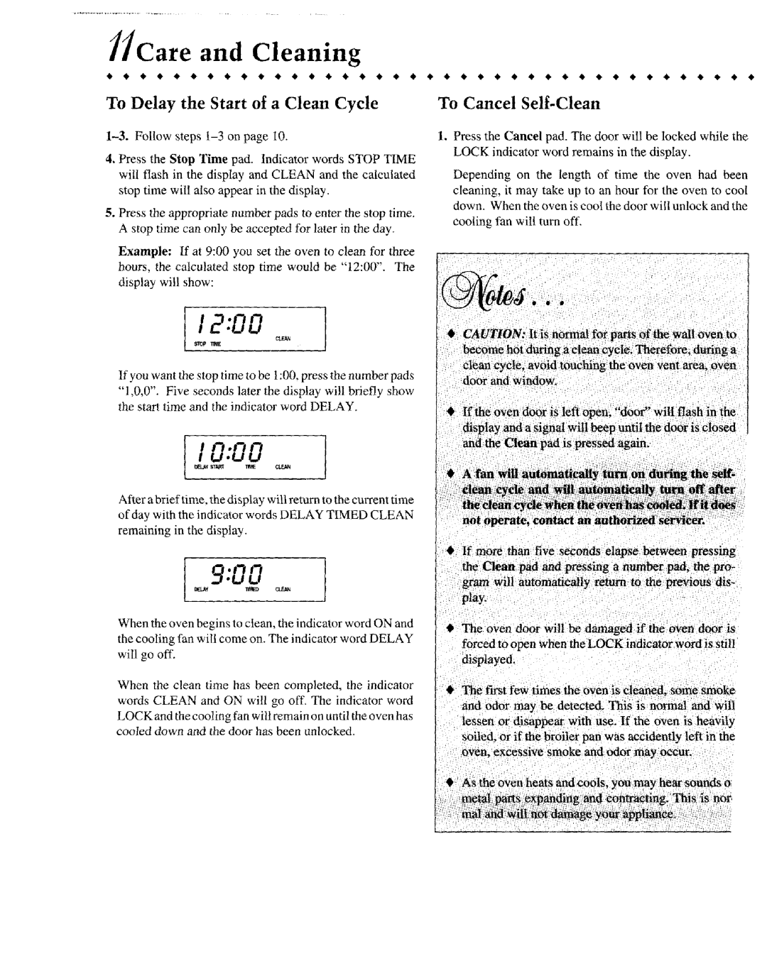 Jenn-Air JIVR /8530 warranty JCare and Cleaning, To Delay the Start of a Clean Cycle 