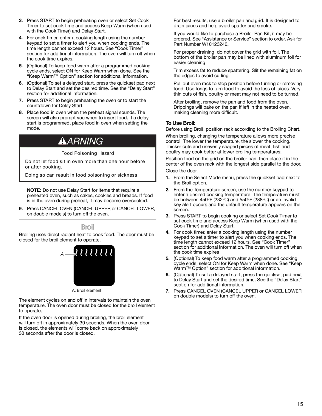 Jenn-Air JJW2727, JJW2527, JJW2730, JJW2427, JJW2827, JJW2830, JJW2530, JJW2330, JJW2430 manual To Use Broil 