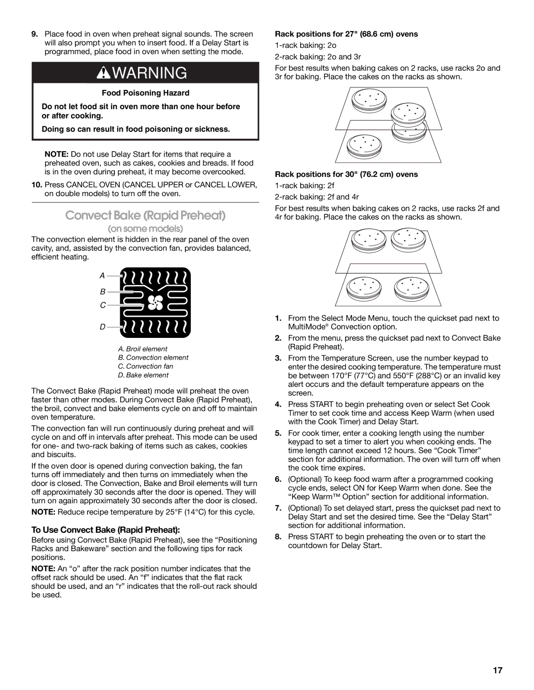 Jenn-Air JJW2330, JJW2527, JJW2730, JJW2427, JJW2827, JJW2830, JJW2530, JJW2727, JJW2430 To Use Convect Bake Rapid Preheat 