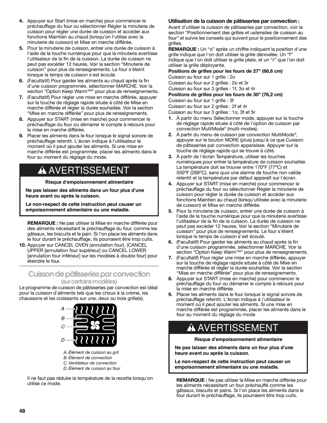 Jenn-Air JJW2430, JJW2527 Cuisson de pâtisseries par convection, Utilisation de la cuisson de pâtisseries par convection 