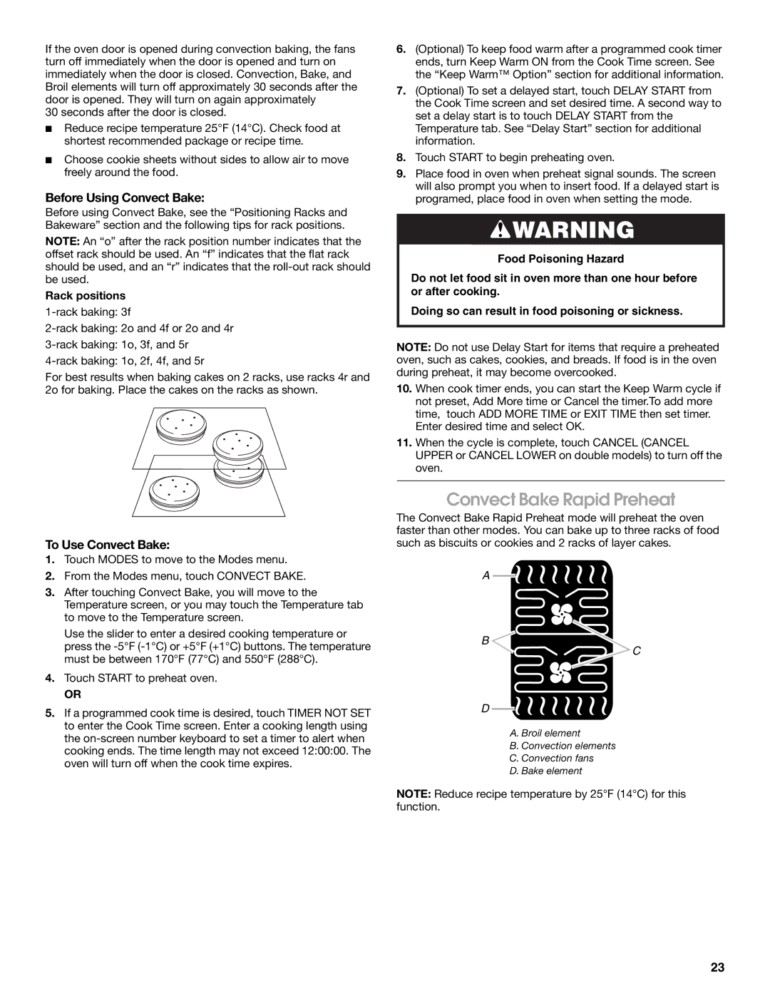 Jenn-Air JJW3430 manual Convect Bake Rapid Preheat, Before Using Convect Bake, To Use Convect Bake 