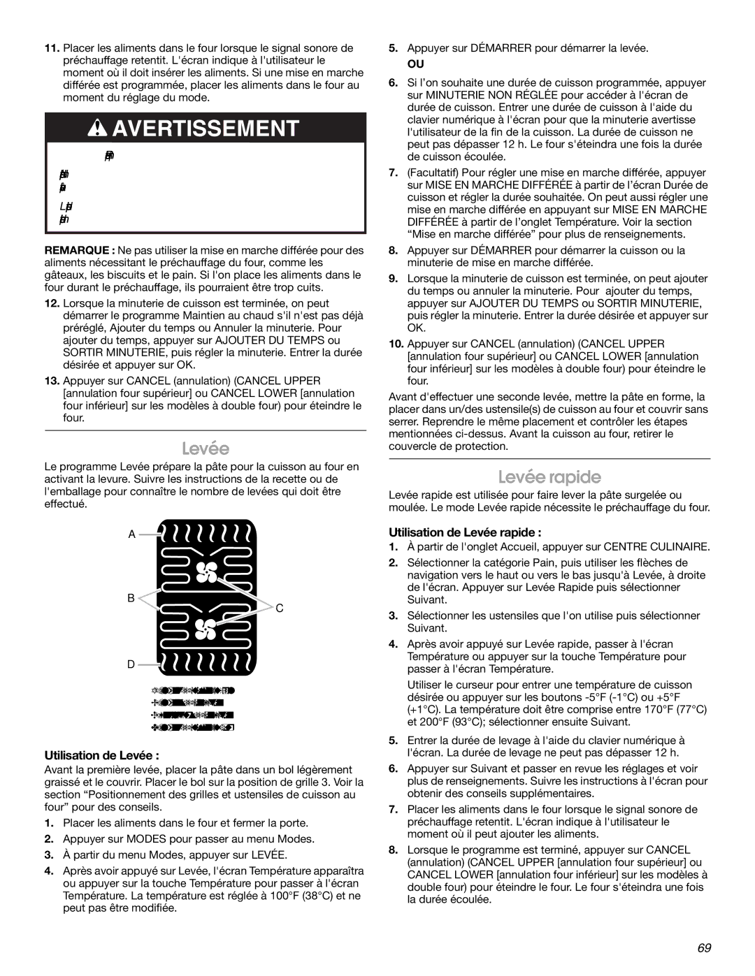 Jenn-Air JJW3430 manual Utilisation de Levée rapide 