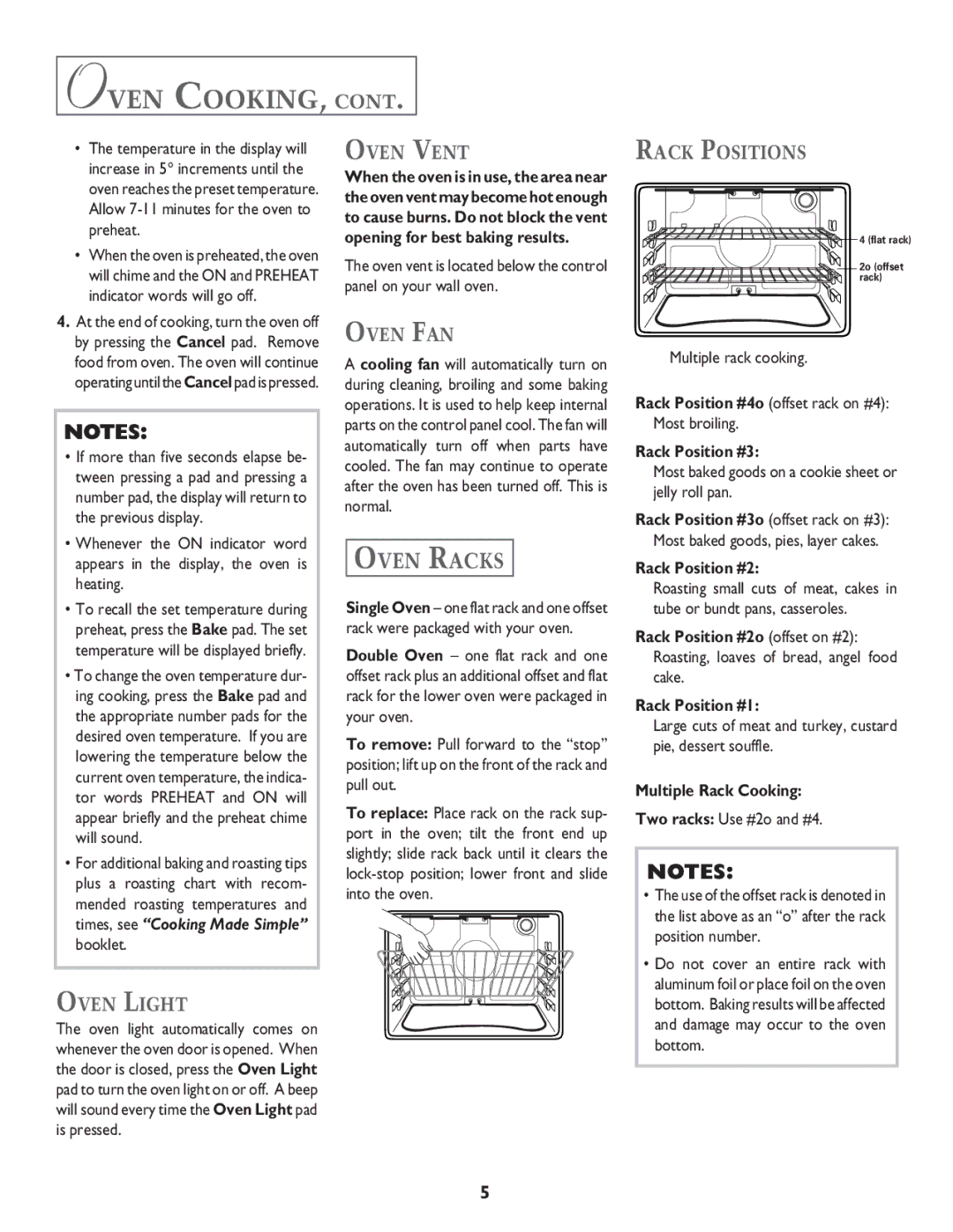 Jenn-Air JJW8630, JJW8627, JJW8527, JJW8530, JMW8530, JMW8527 warranty Oven COOKING, Oven Racks 