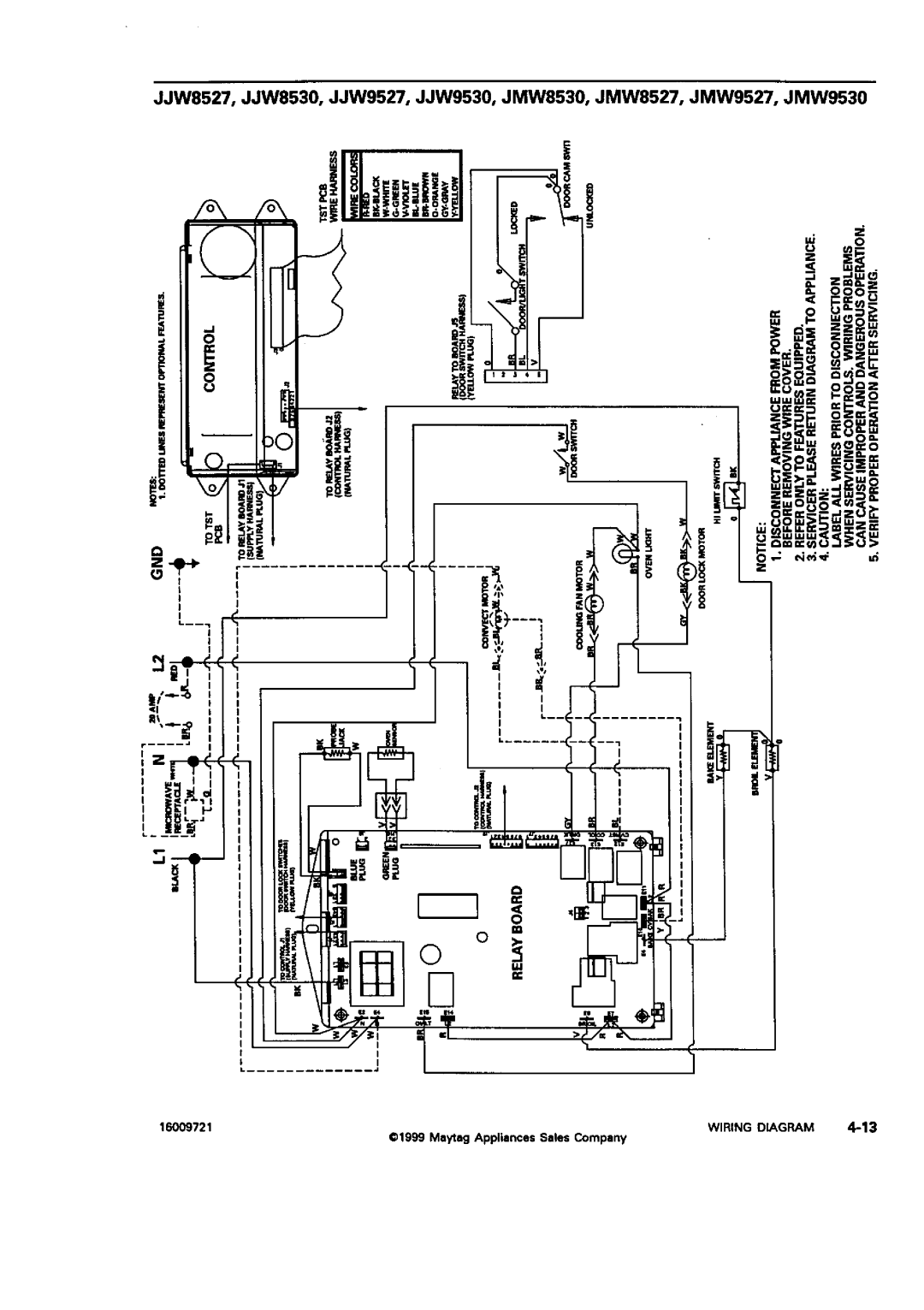 Jenn-Air WM27260, JJW9527, JJW8630, JJW8627, JJW8527, W3040OP, W30100, W30400, W27400, W2451 €1999 Maytag Appliances Sales Company 