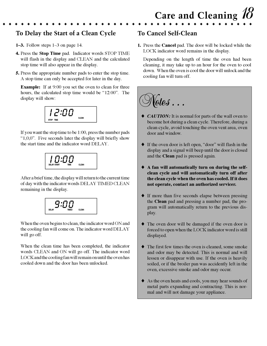 Jenn-Air JMW9530, JJW9527, JMW9527, JJW9630, JJW9530, JJW9627 warranty To Delay the Start of a Clean Cycle, To Cancel Self-Clean 