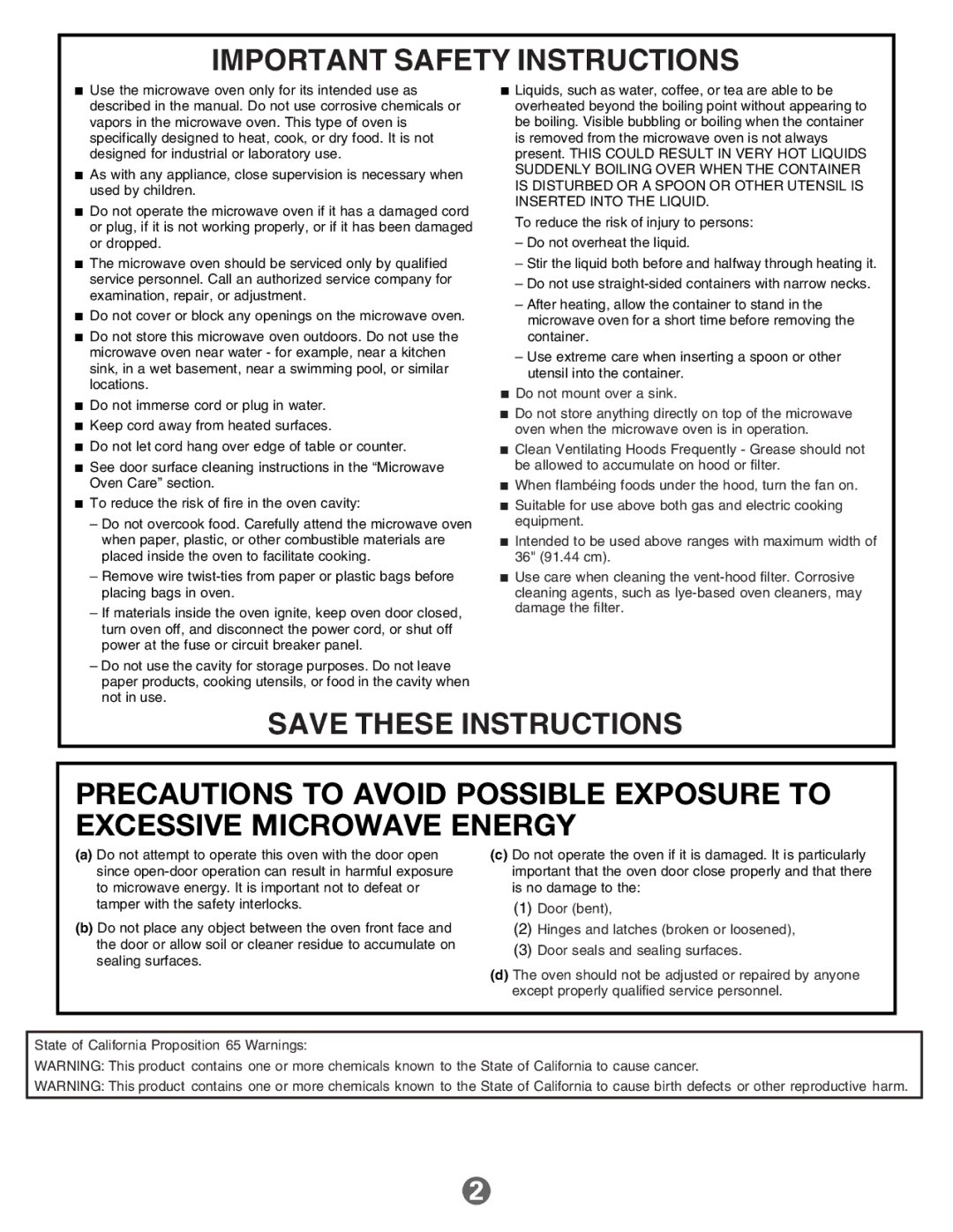 Jenn-Air JMV8000ADW important safety instructions Important Safety Instructions 