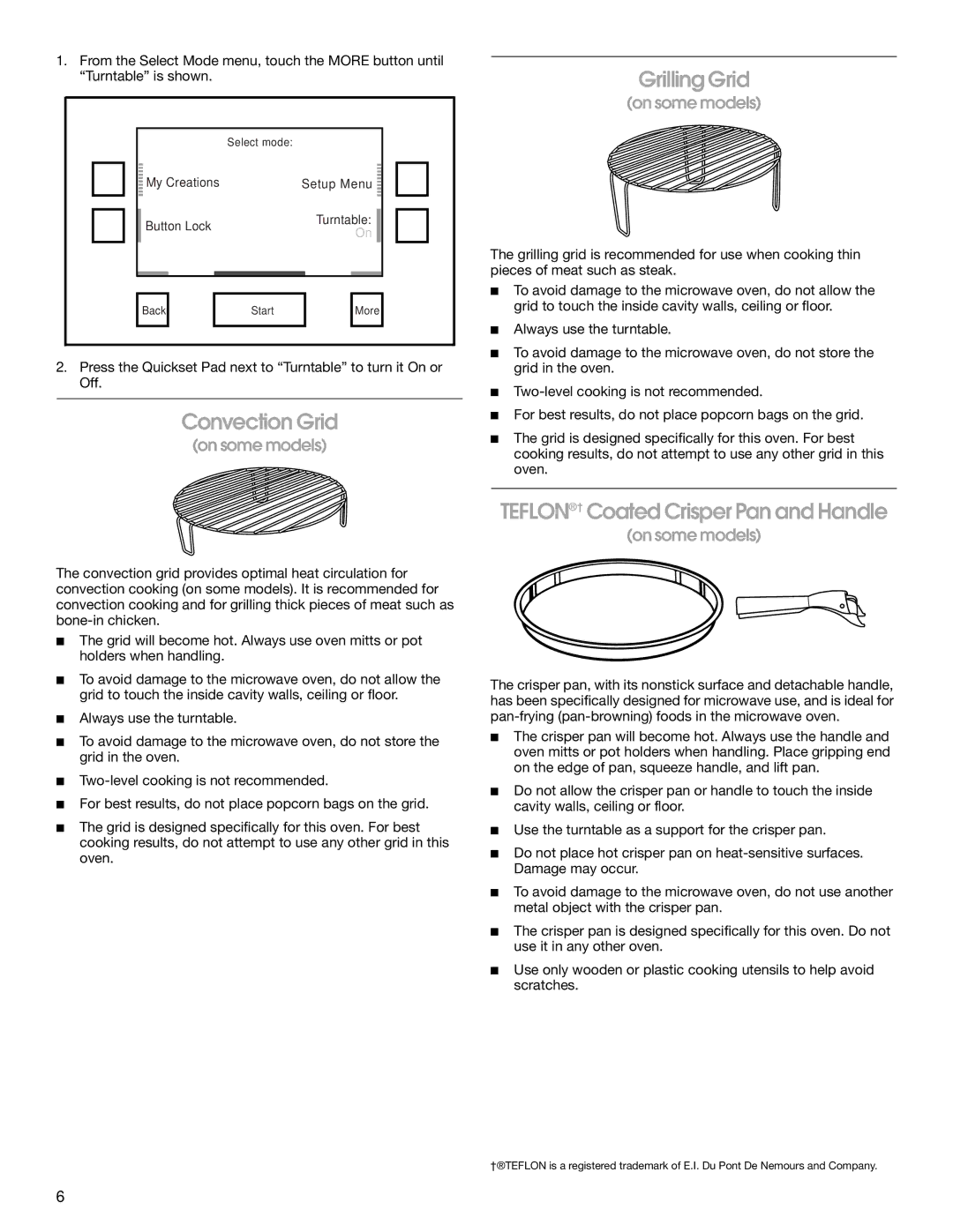 Jenn-Air JMC2430, JMW2327, JMW2427, JMW2330, JMW2430 Convection Grid, Grilling Grid, TEFLON† Coated Crisper Pan and Handle 