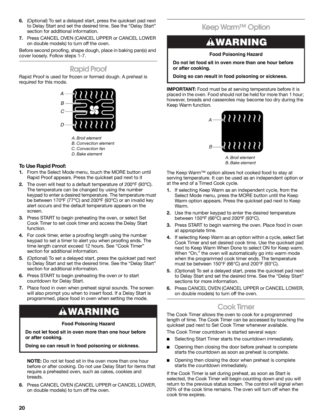 Jenn-Air JMW2327, JMW2427, JMW2330, JMW2430 manual Keep Warm Option, Cook Timer, To Use Rapid Proof 