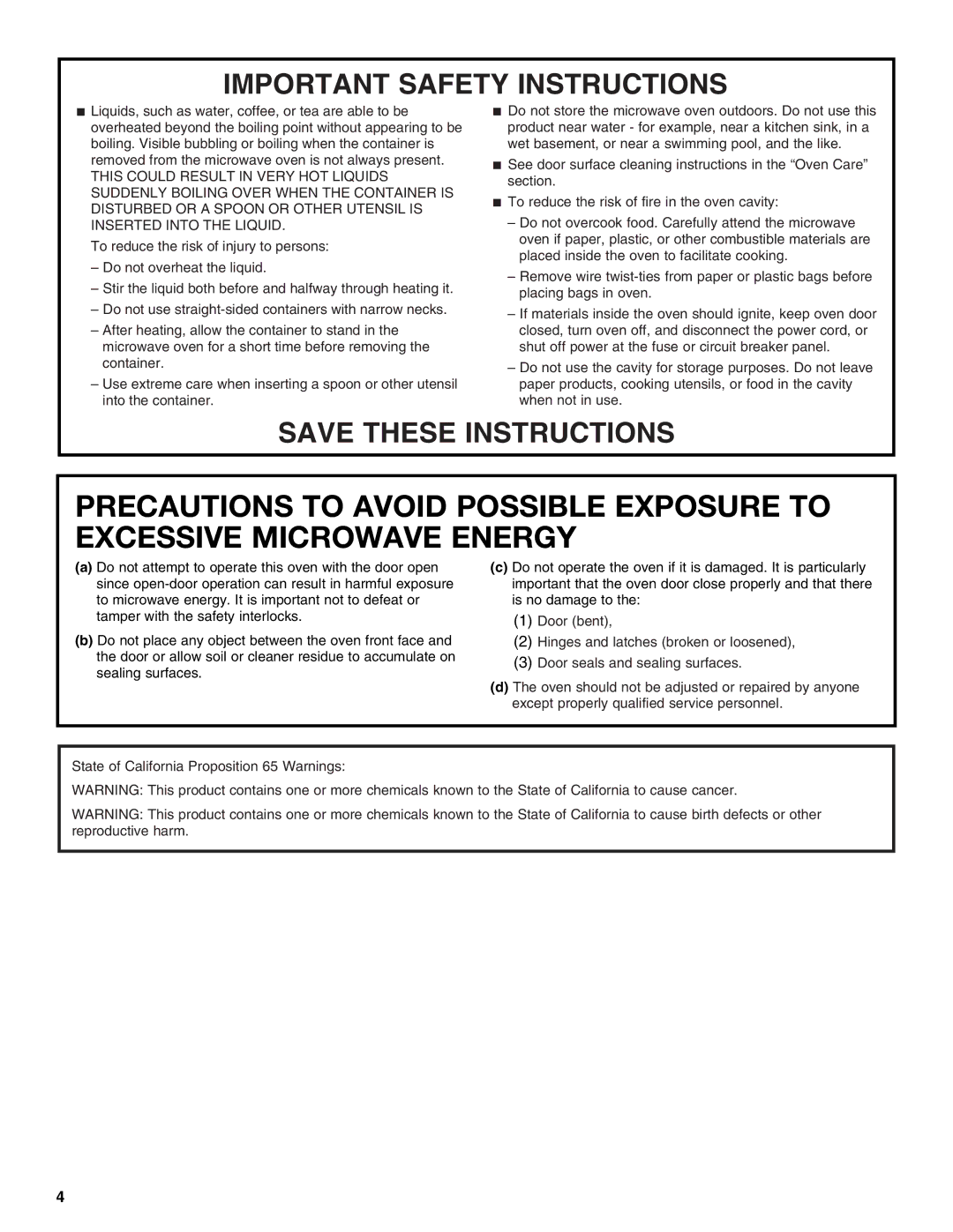 Jenn-Air JMW3430 manual Important Safety Instructions 