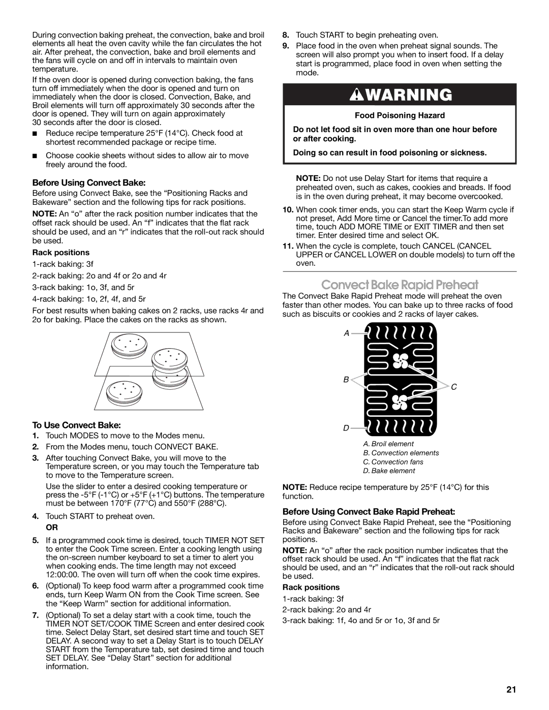 Jenn-Air JMW3430 manual Convect Bake Rapid Preheat, Before Using Convect Bake, To Use Convect Bake 