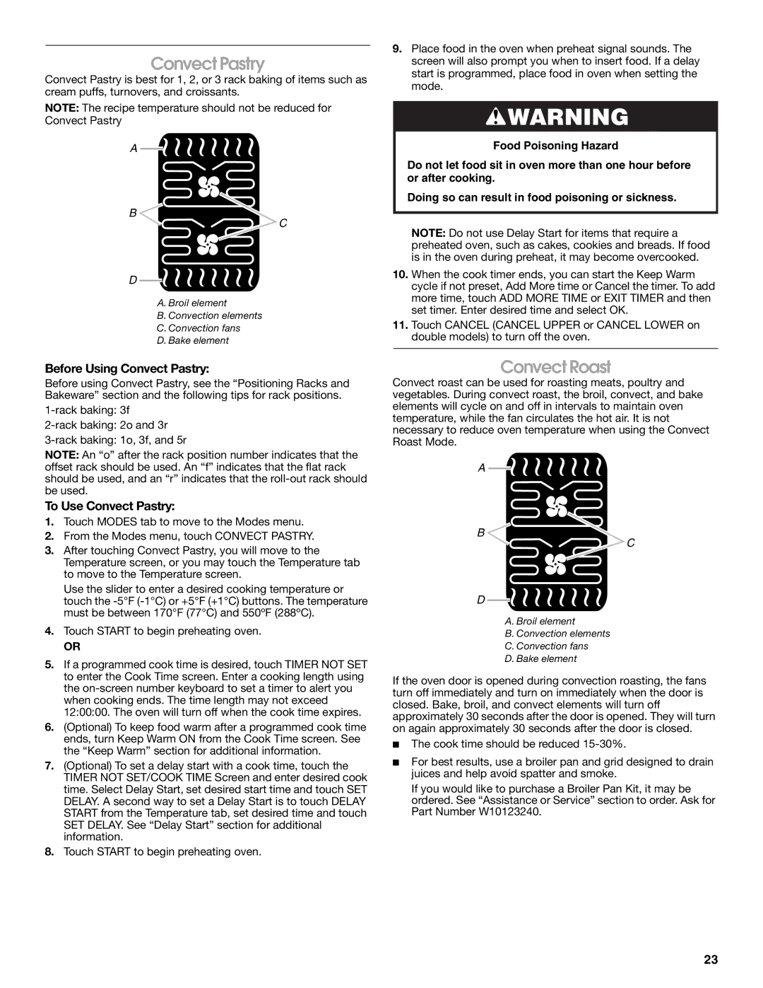 Jenn-Air JMW3430 manual Convect Roast, Before Using Convect Pastry, To Use Convect Pastry 