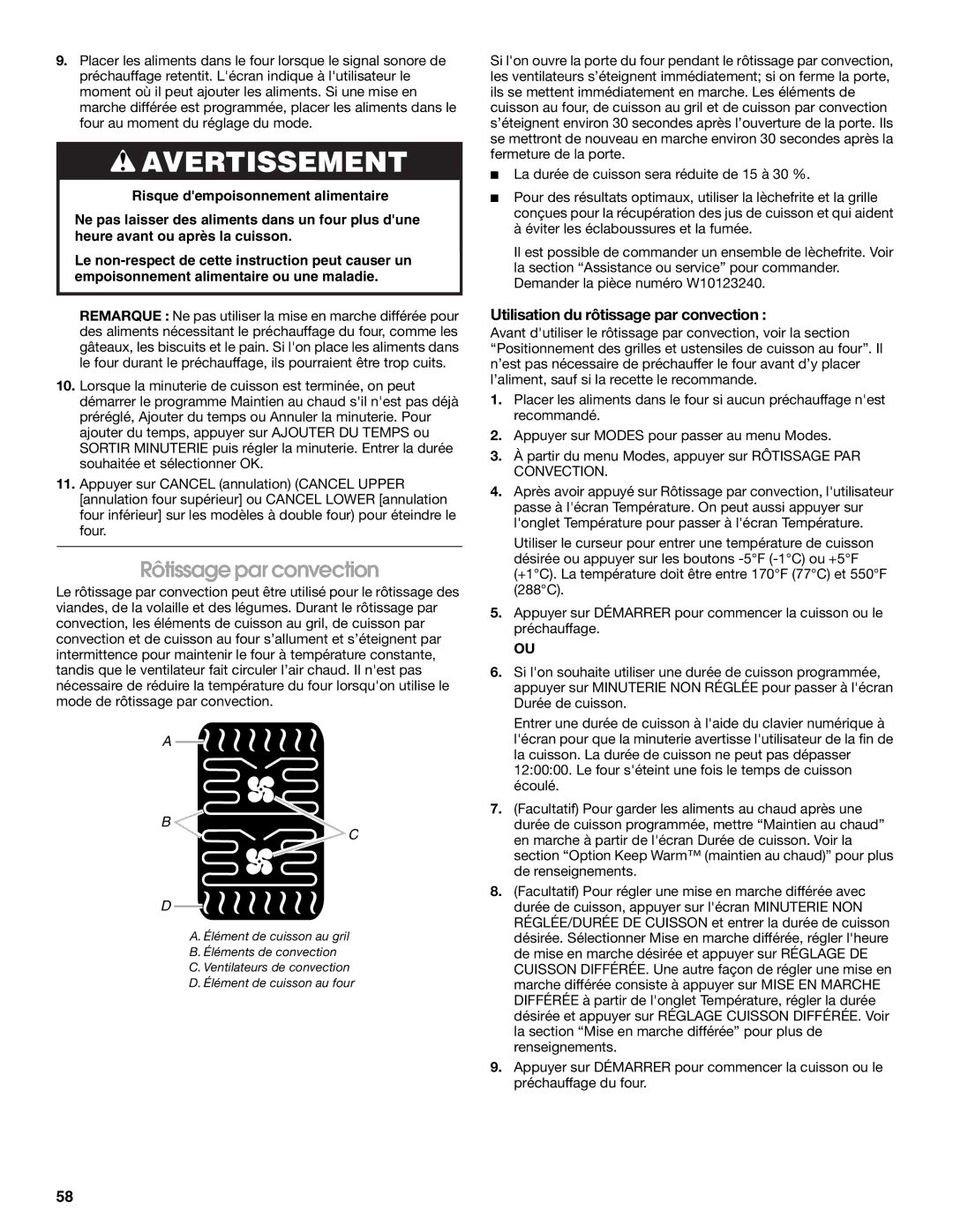 Jenn-Air JMW3430 manual Rôtissage par convection, Utilisation du rôtissage par convection 