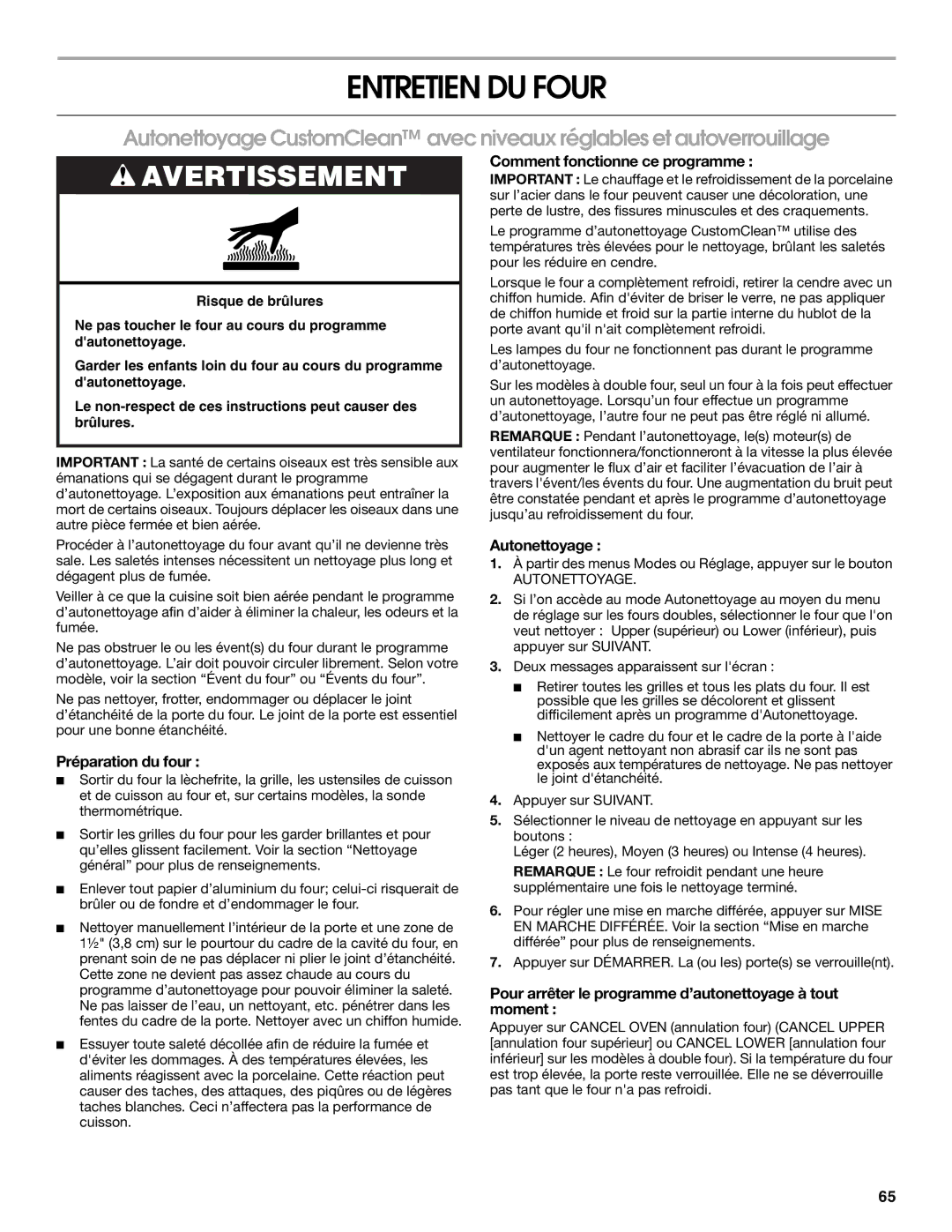 Jenn-Air JMW3430 manual Entretien DU Four, Comment fonctionne ce programme, Préparation du four 