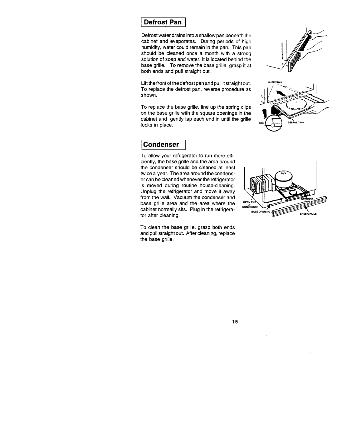 Jenn-Air JRSD279, JRS229, JRS207, JRSDE229, JRSD209, JRSF12250, JRSD2450, JRSDE249 manual Defrost Pan, Condenser 