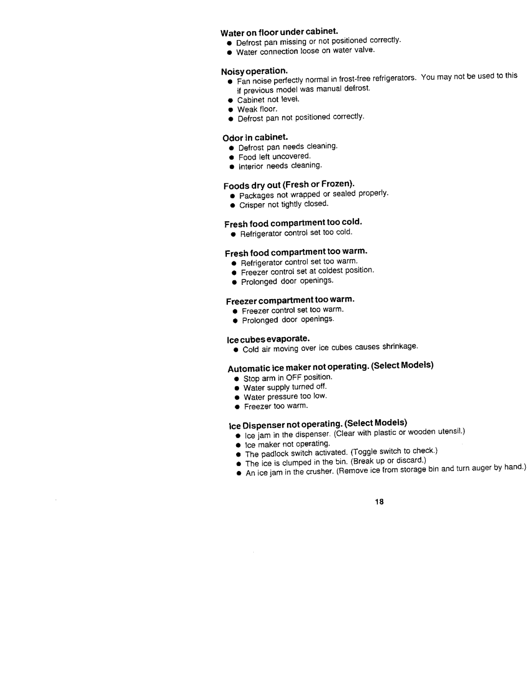 Jenn-Air JRSDE229, JRS229, JRS207, JRSD209, JRSF12250, JRSD2450, JRSDE249, JRSD279 manual Freezer compartment too warm 