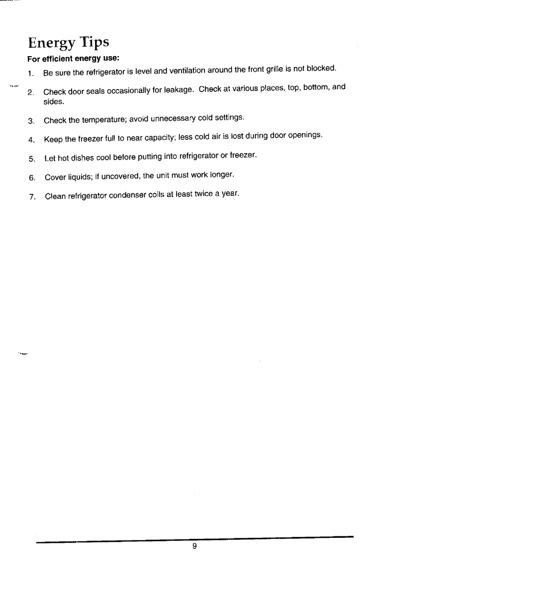 Jenn-Air JRTDE228 manual Energy Tips 