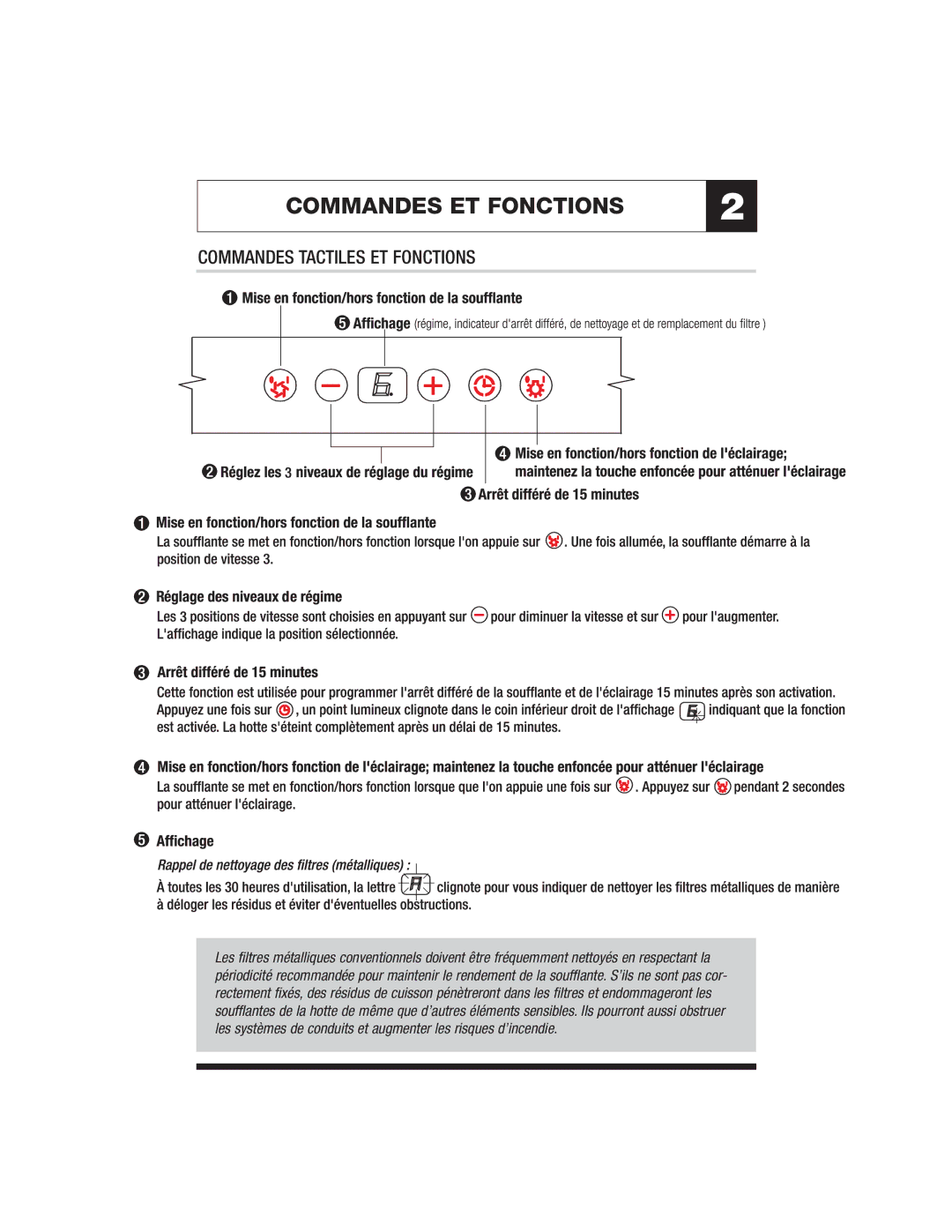 Jenn-Air JXT5830, JXT5836 warranty Commandes ET Fonctions, Commandes Tactiles ET Fonctions 