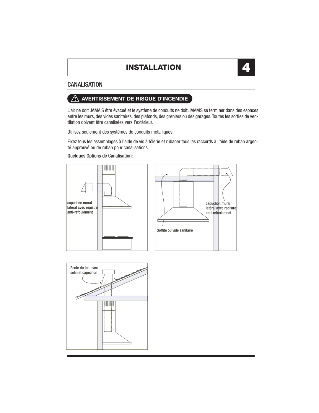 Jenn-Air JXT8042ADS specifications INSTALLATION4, Avertissement DE Risque D’INCENDIE 